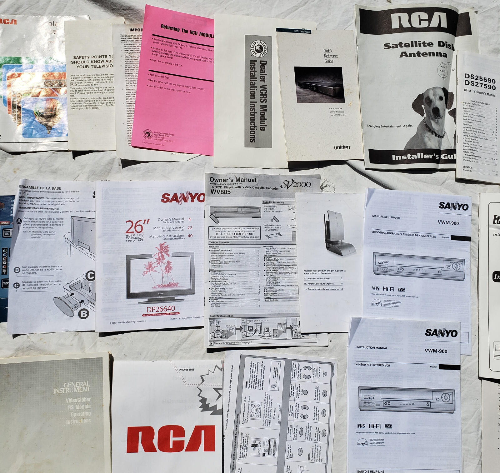Lot of Instruction Manuals Paperwork for Various Electronics Vintage and Modern