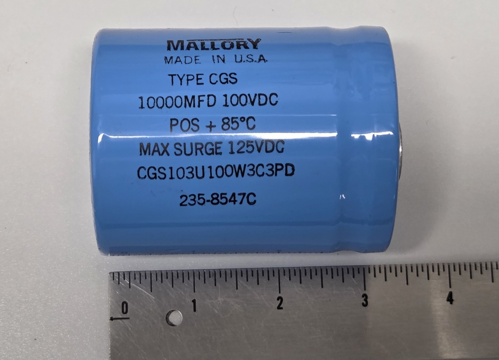 Mallory CGS103U100 Electrolytic Capacitors -10,000 uF 100VDC New open box
