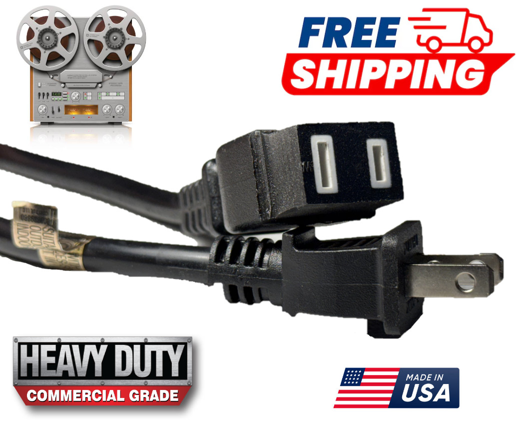 Reel to Reel Power Cord Commercial Grade Cable Replacement Teac Akai Pioneer 6′