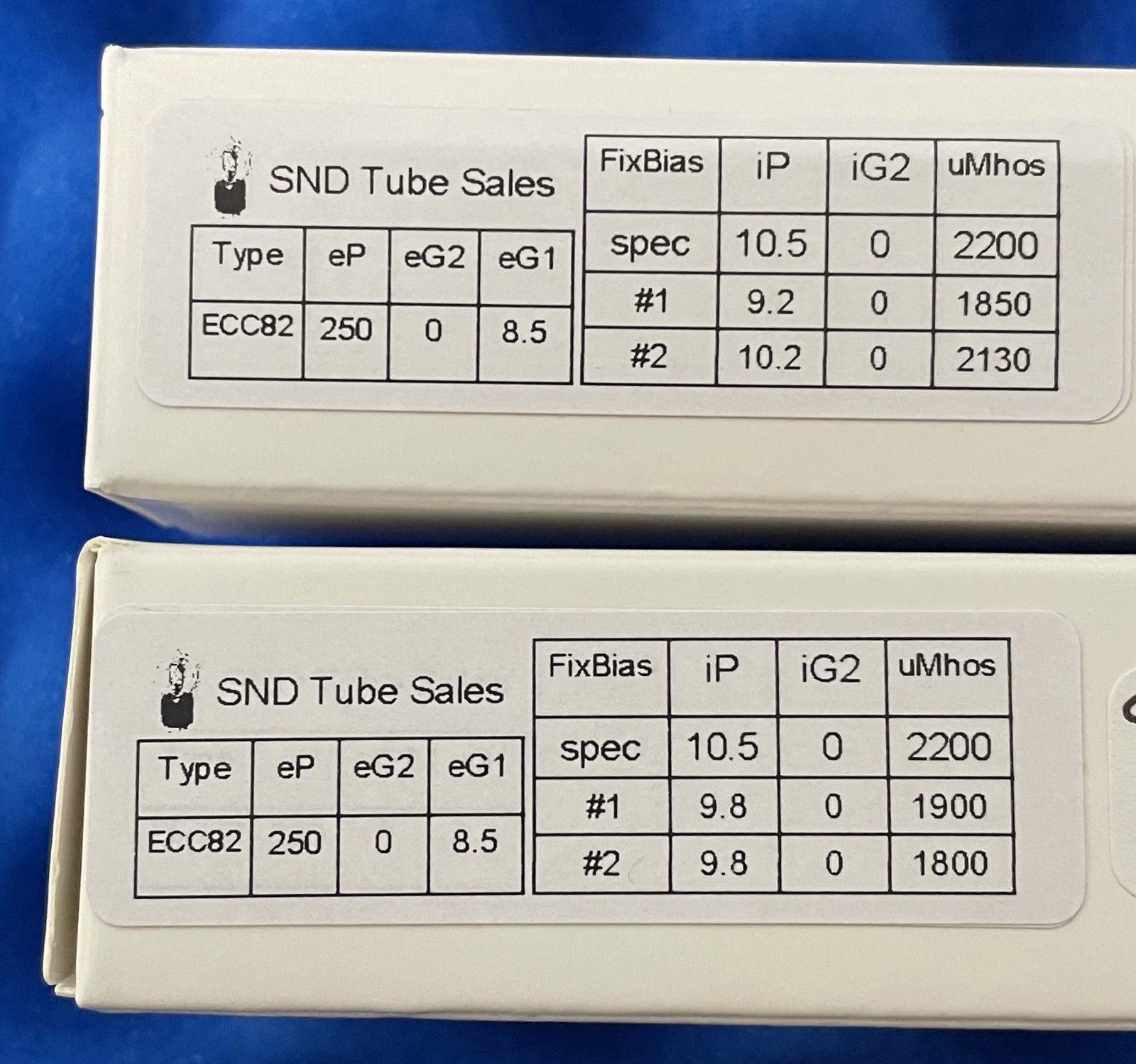 TWO Valvo ECC82 12AU7 Tubes / k62 / 45 deg. D Getter – 1956 /Amplitrex👍 Amperex