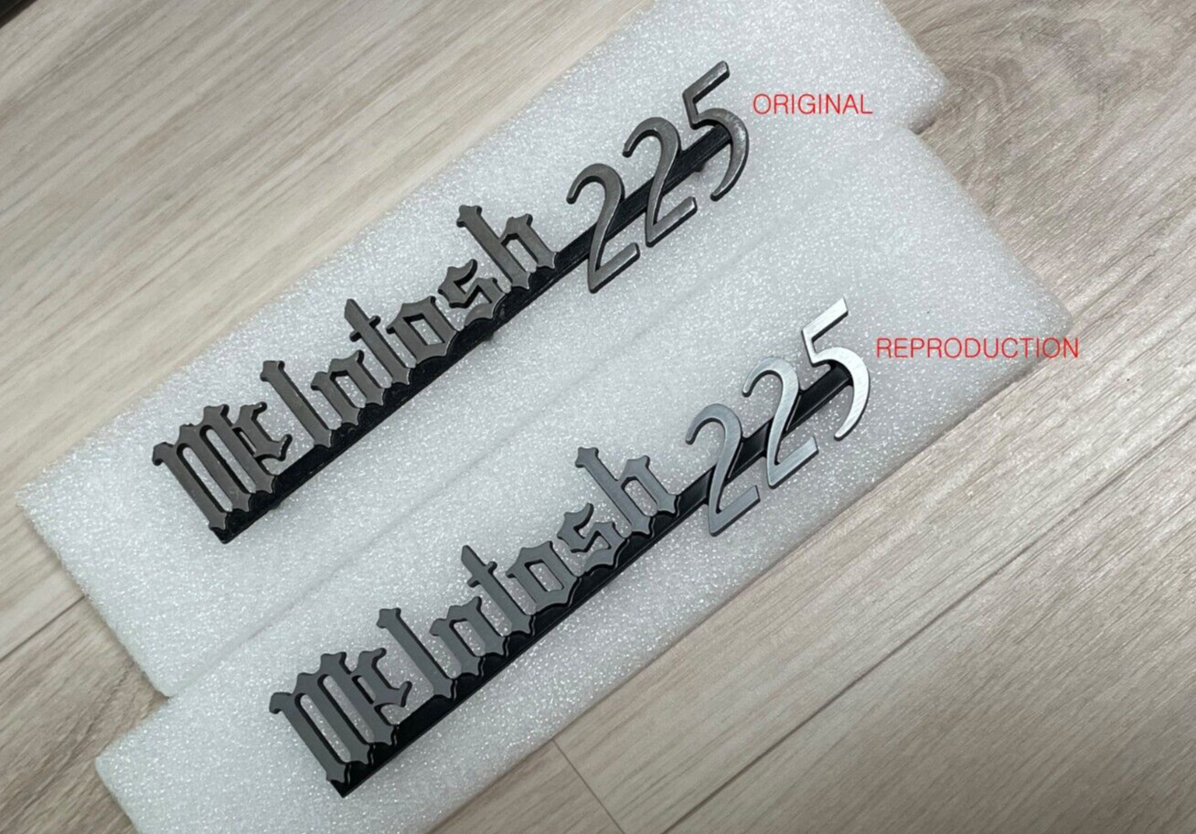 McINTOSH MC225 AMPLIFIER LOGO EMBLEM BADGE BLACK+BRUSHED – for DIY