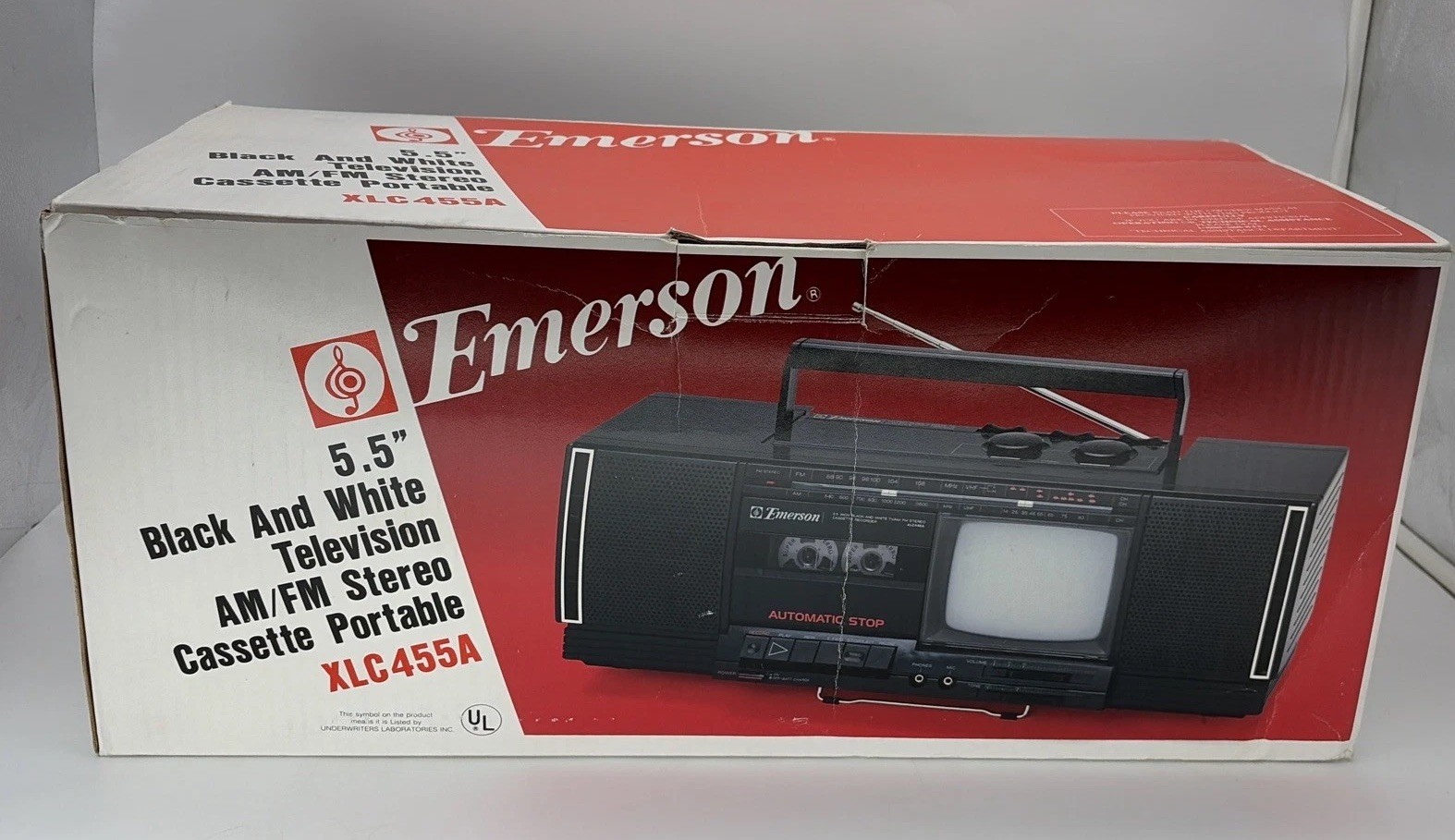 Emerson XLC455A 5.5” B&W TV AM/FM Stereo Cassette New Old Stock Original Package