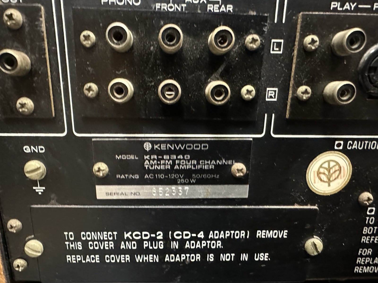 Kenwood KR-6340 Vintage AM/FM 4 Channel Tuner
