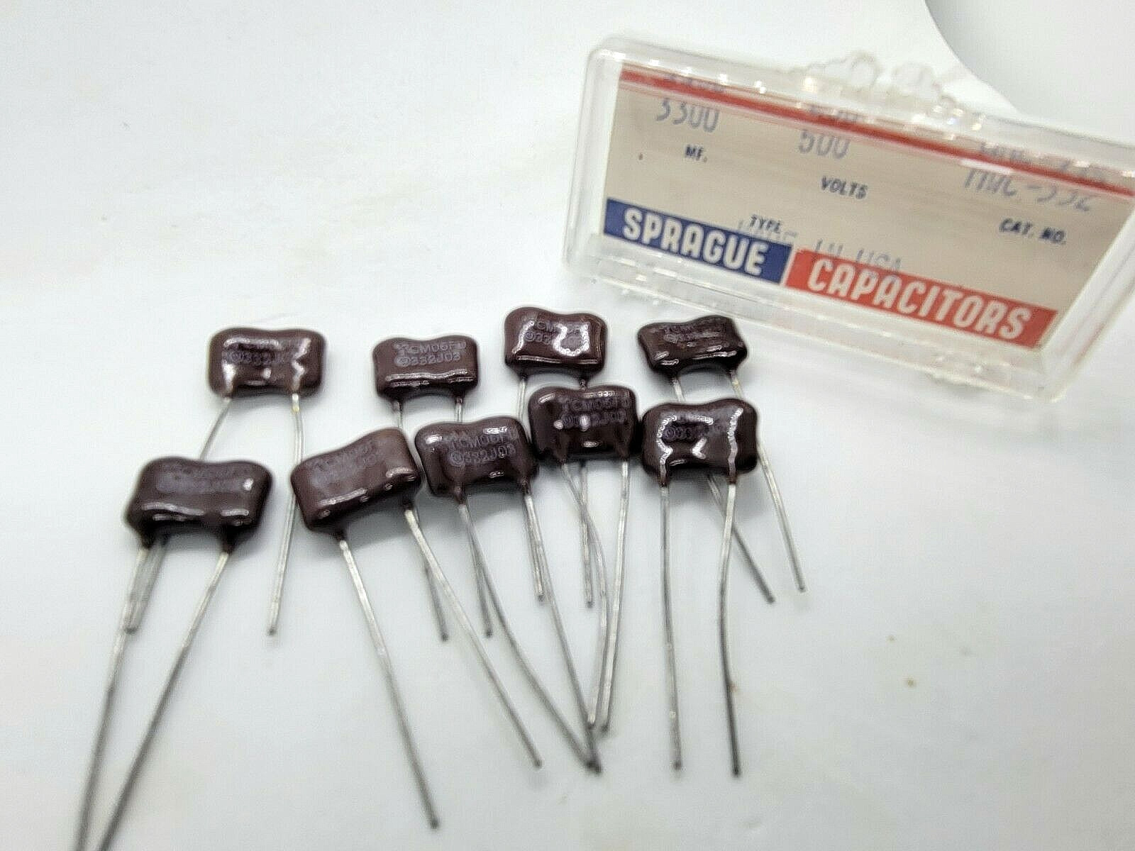9pcs Vintage Sprague Capacitors made in USA 500v 3300mf cat no. MWC-332 zc