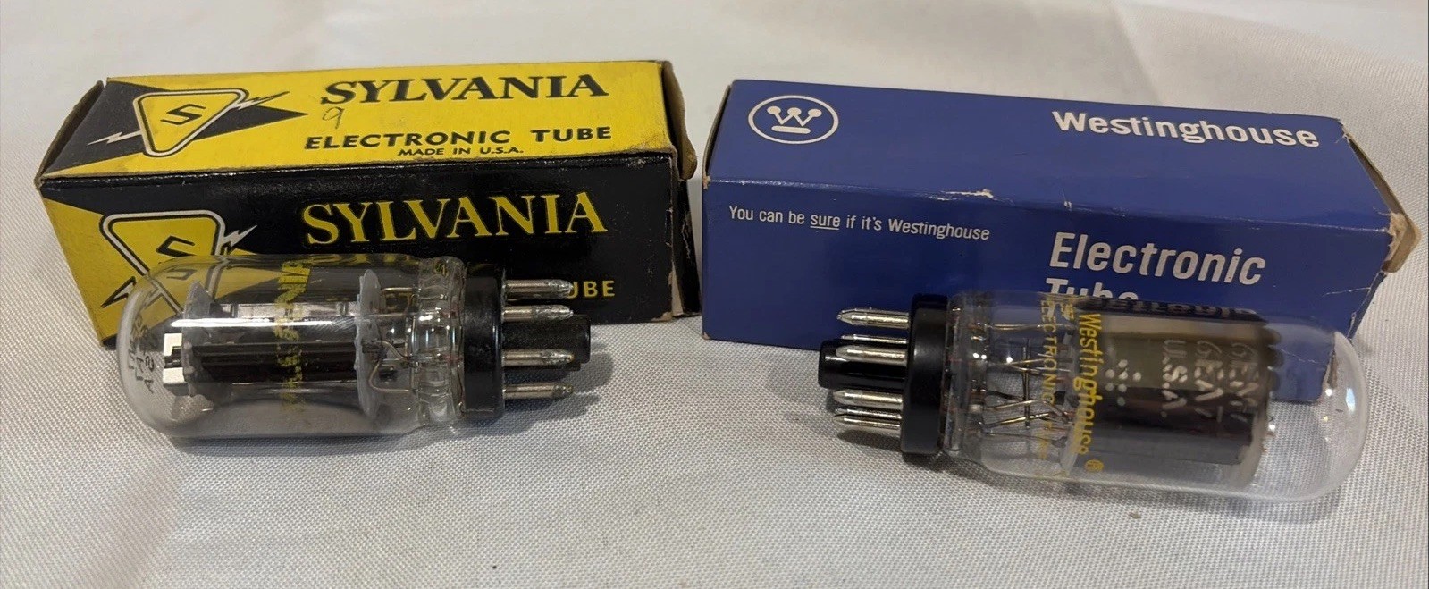Lot of 2 Vintage Vacuum Tubes – Sylvania 6EM7 & Westinghouse 6EM7/6EA7 -Untested