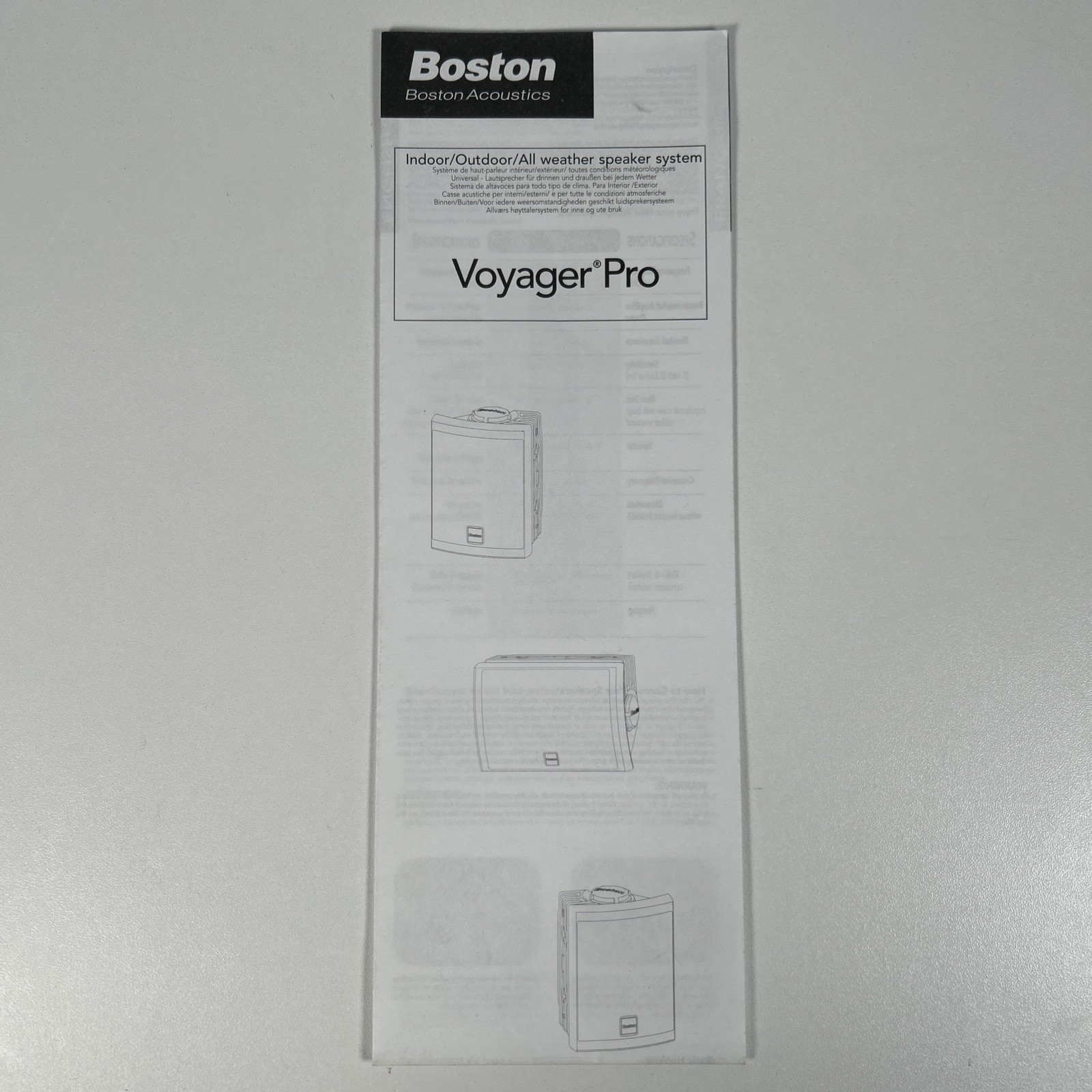 Boston Acoustics Voyager Pro Indoor Outdoor Speakers Owners User Manual Original