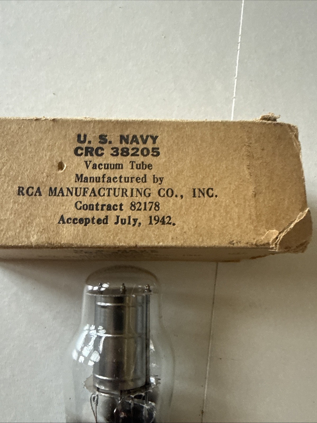 NOS RCA ELECTRONIC TUBE CRC 38205 (332) 1942 T22