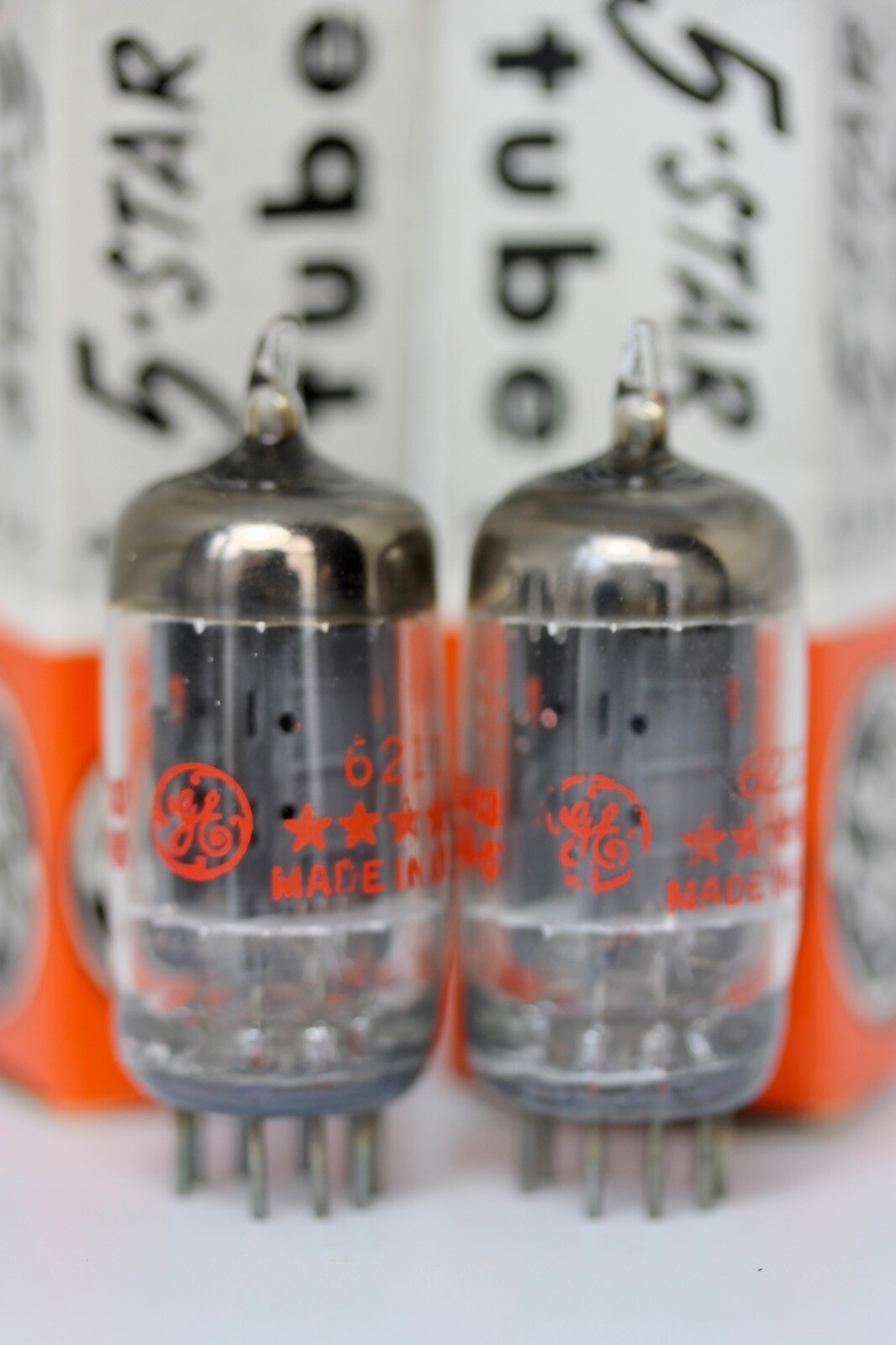 NOS GE 5-STAR ***** 6211 (Sub for ECC802S) MATCHED-PAIR D-GETTER TUBES 100% 1962