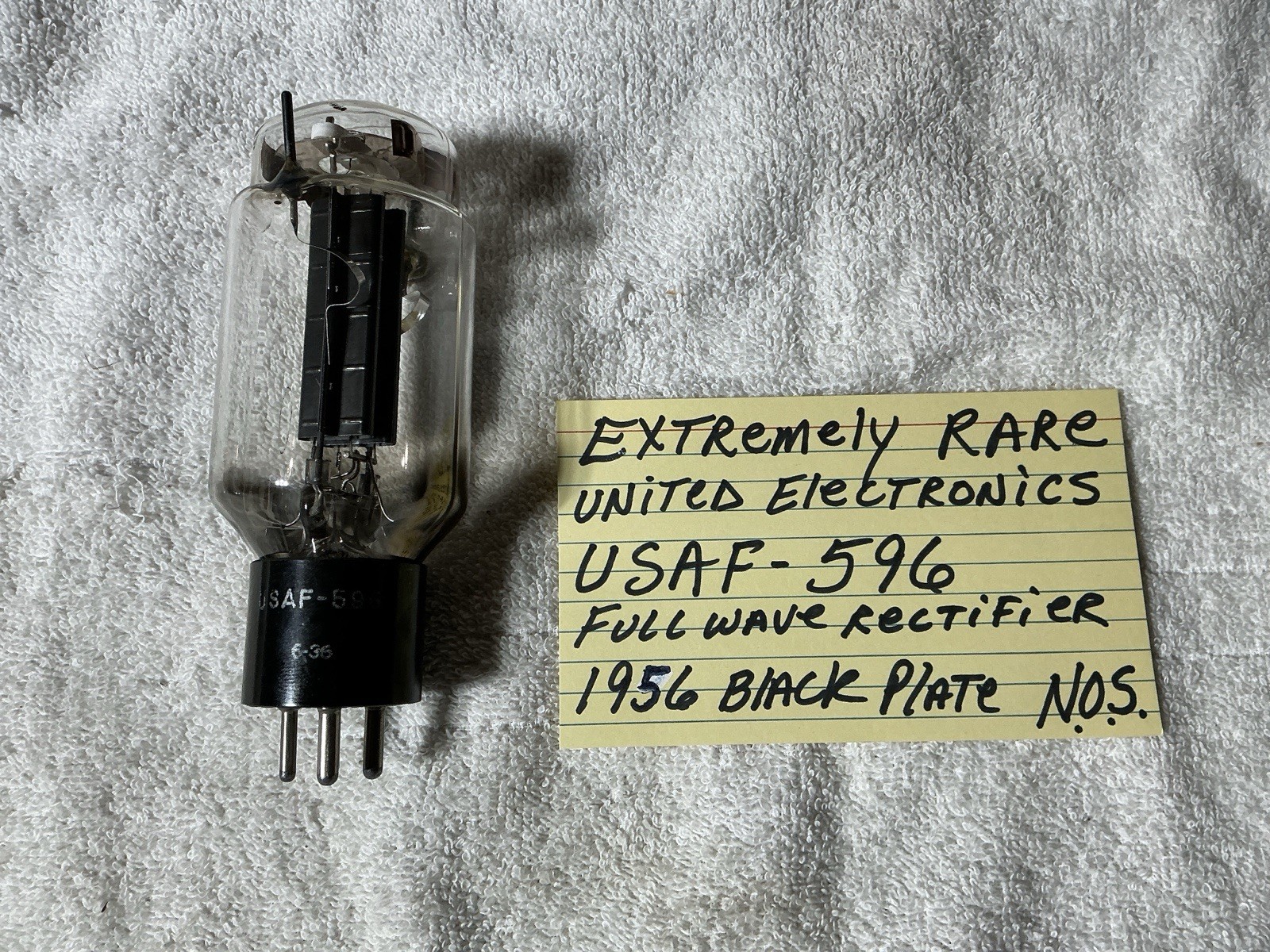 1956 UNITED USAF-596 RECTIFIER TUBE NOS BLACK PLATE 5U4G WE 274B 5U4 5AR4 GZ34