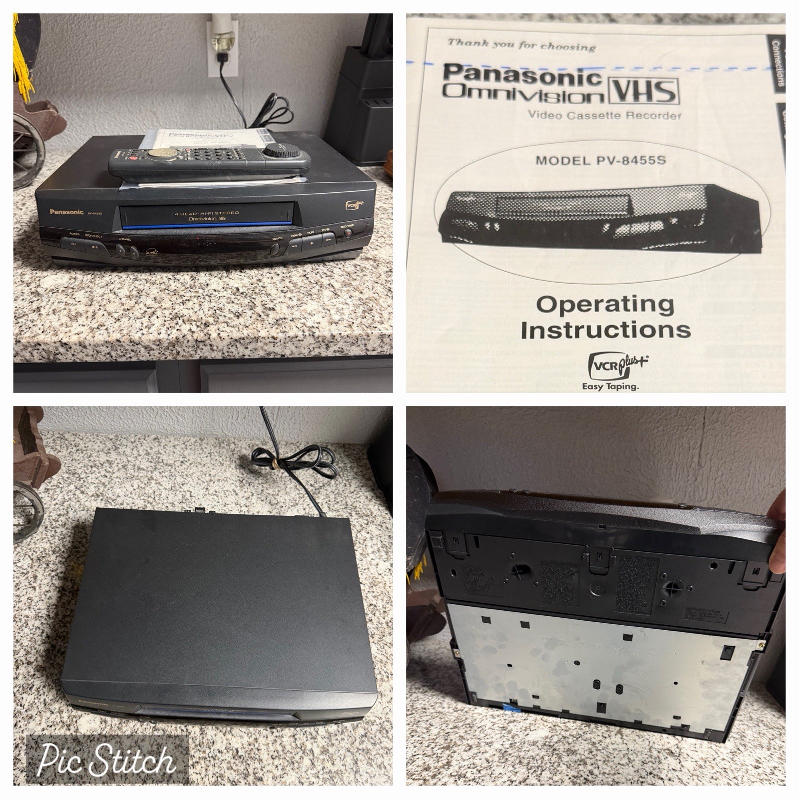 Panasonic PV-8455S 4 Head VHS Video Cassette Recorder VCR W/ Remote WORKING