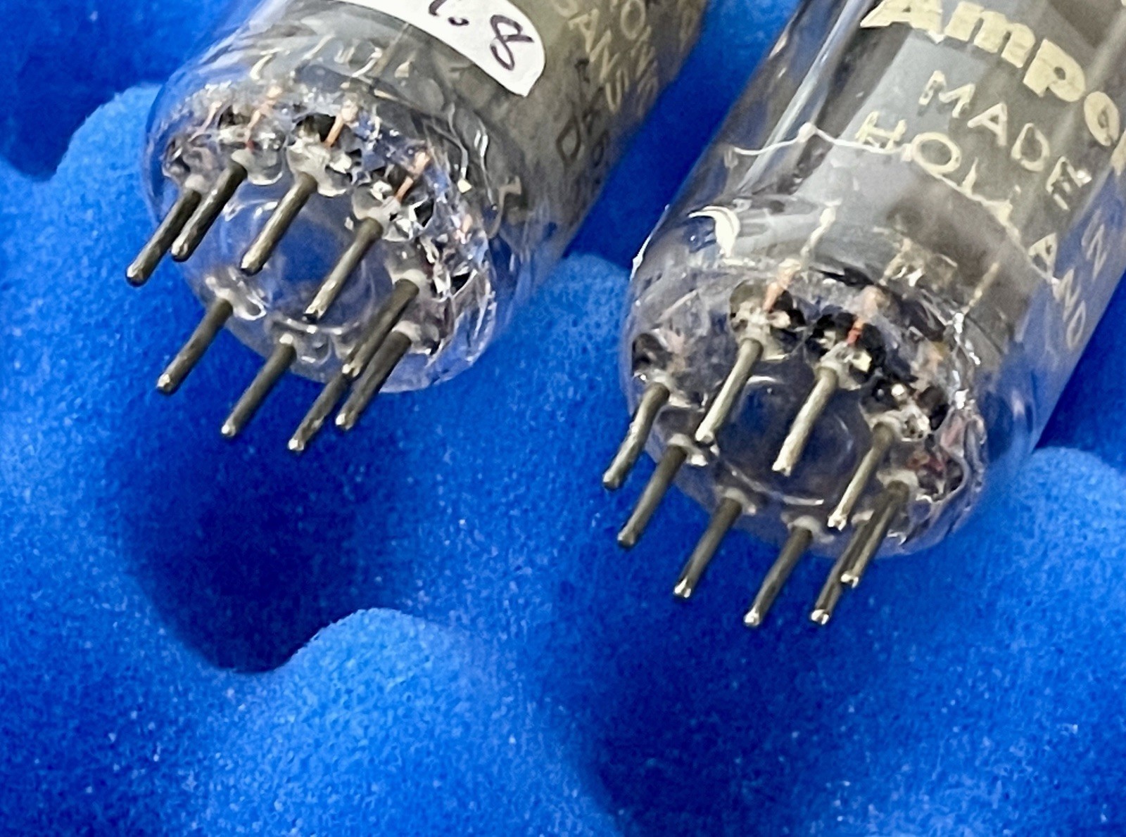 TWO Valvo ECC82 12AU7 Tubes / k62 / 45 deg. D Getter – 1956 /Amplitrex👍 Amperex