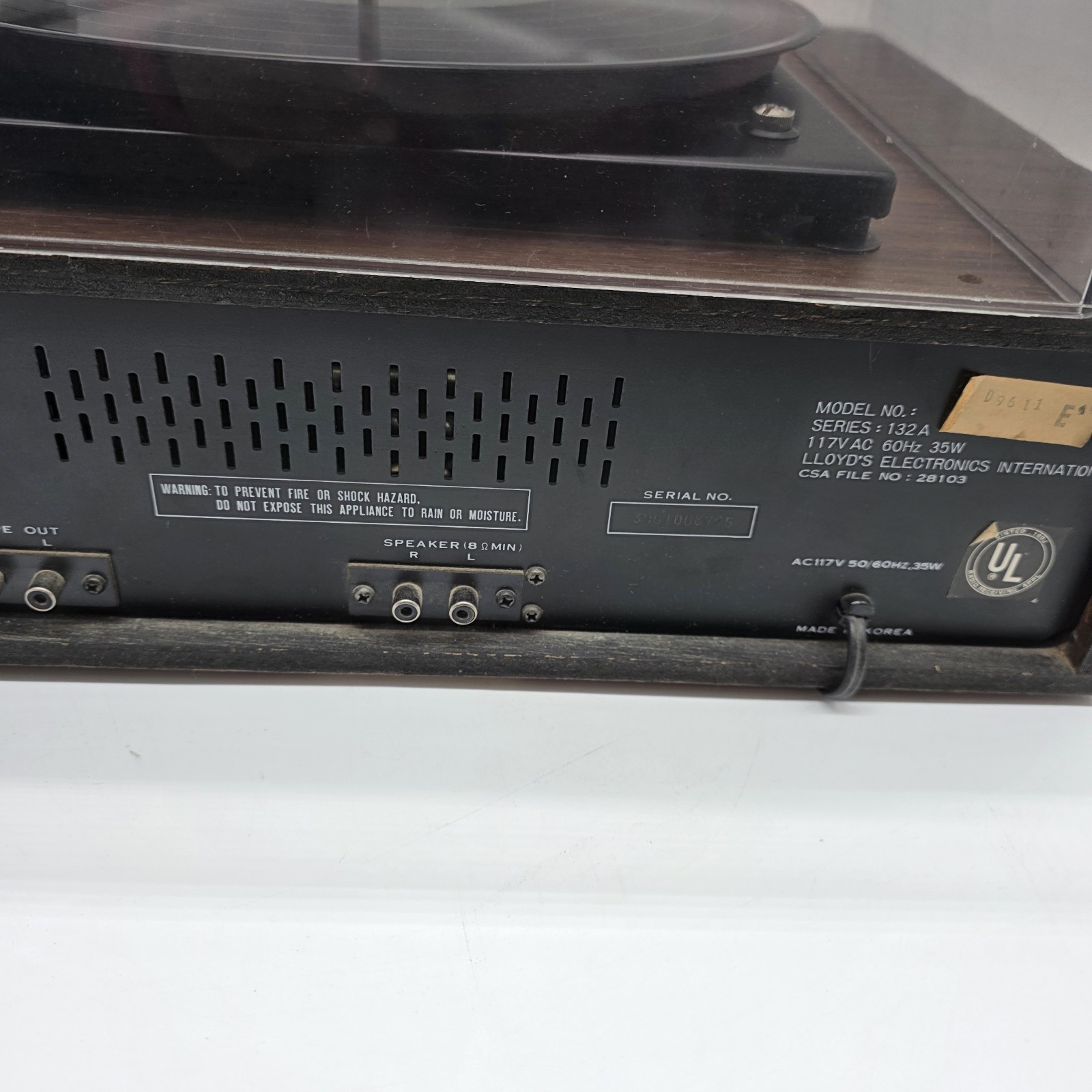 Vintage Lloyd’s Turntable Stereo System 8 Track AM/FM Receiver Parts Repair 132A