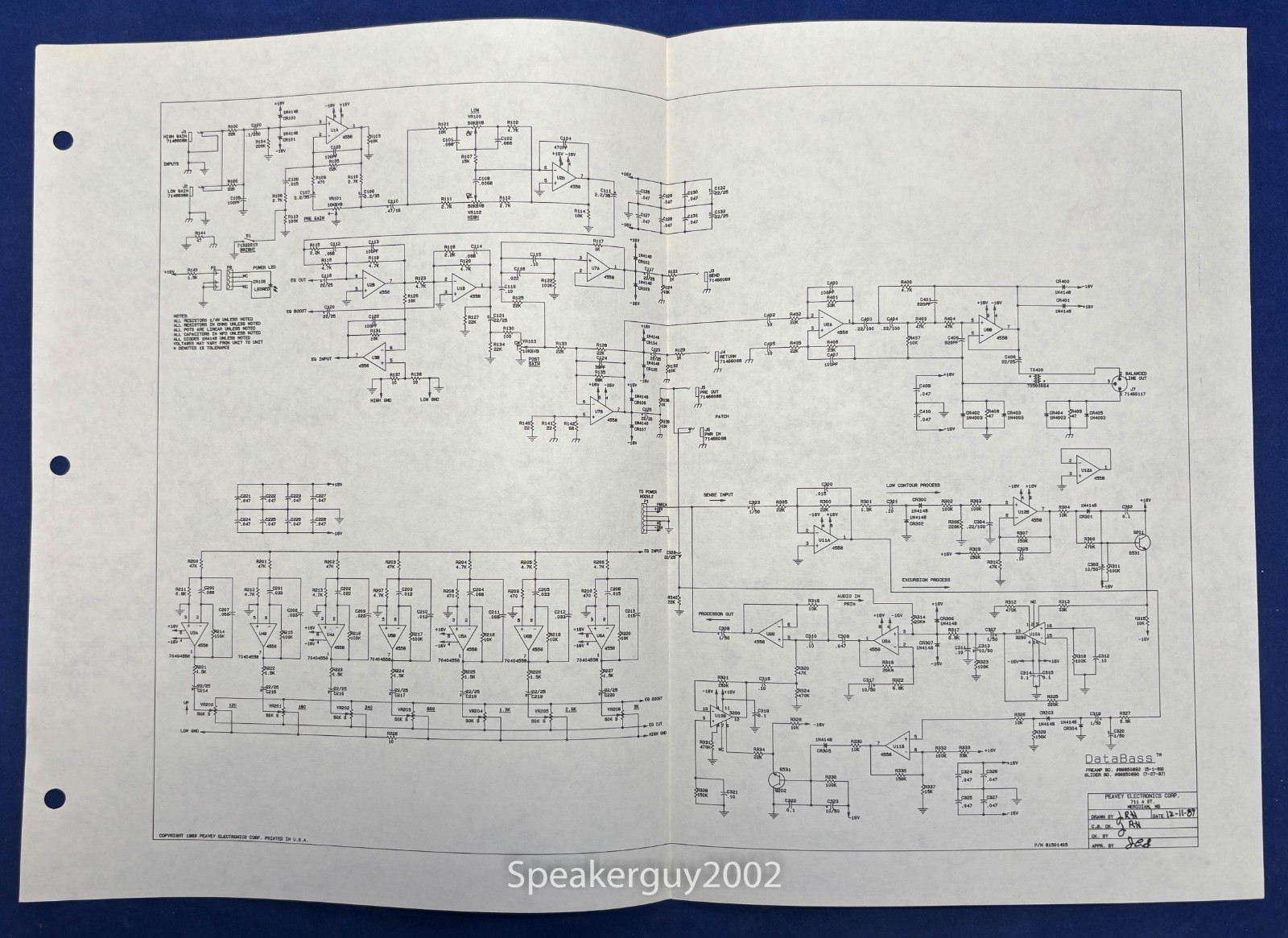 Original Peavey DataBass Foldout Schematic