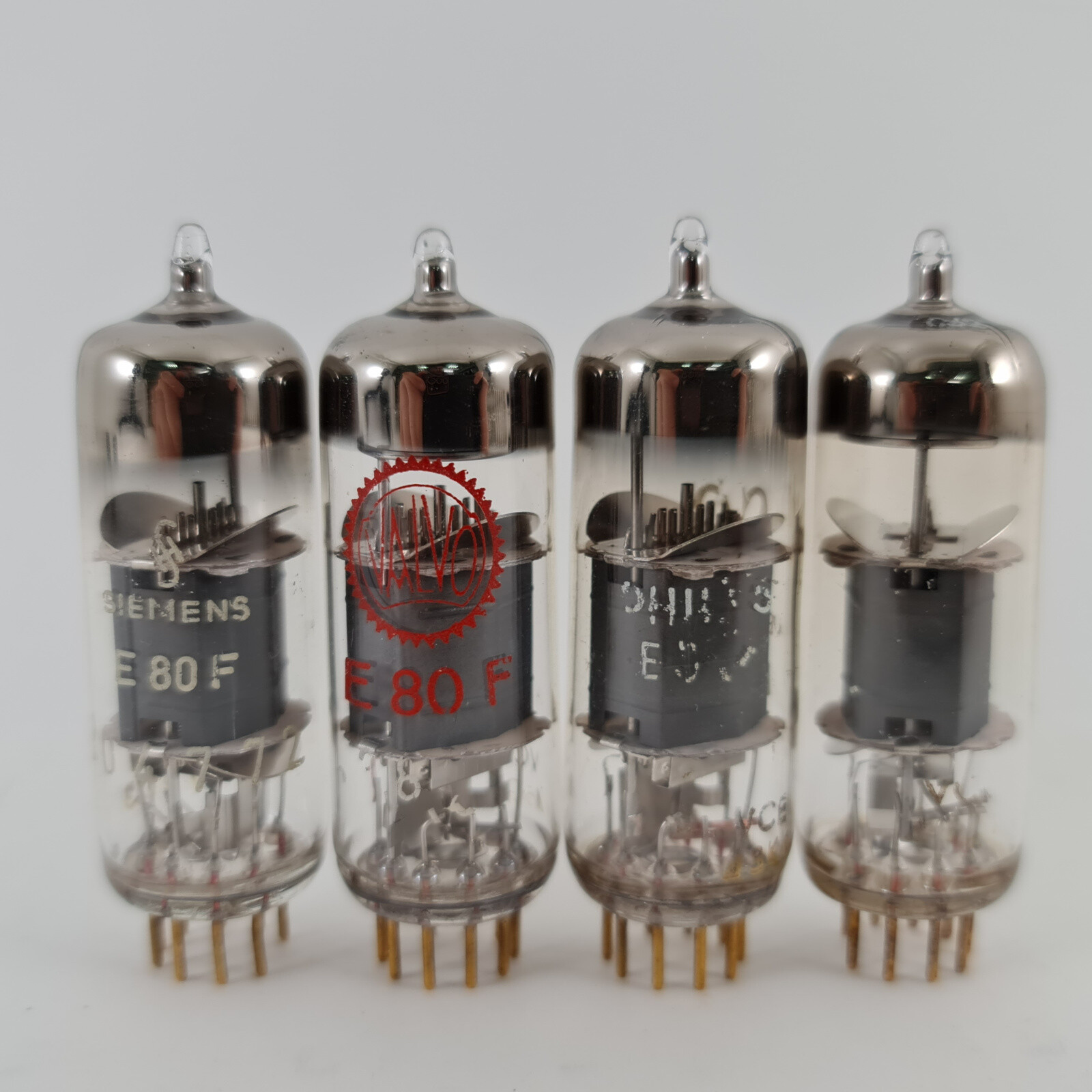 4 X E80F TUBE. 1960s PHILIPS PROD. GOLD PIN. MATCHED TRIO. 57. CH167