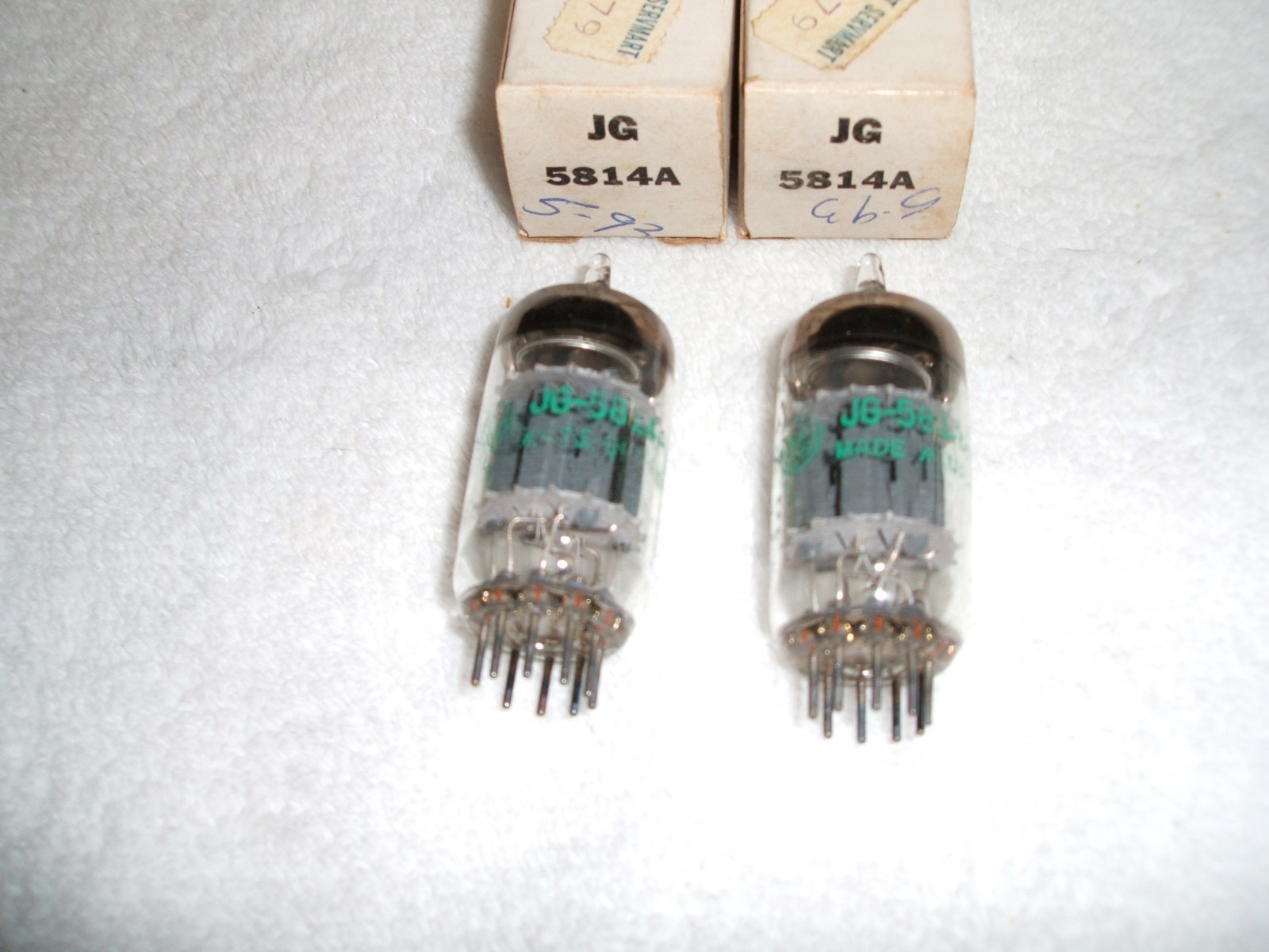 NOS Matched Pair GE 5814A Vacuum Audio Tubes Tested NOS Hickok 539C