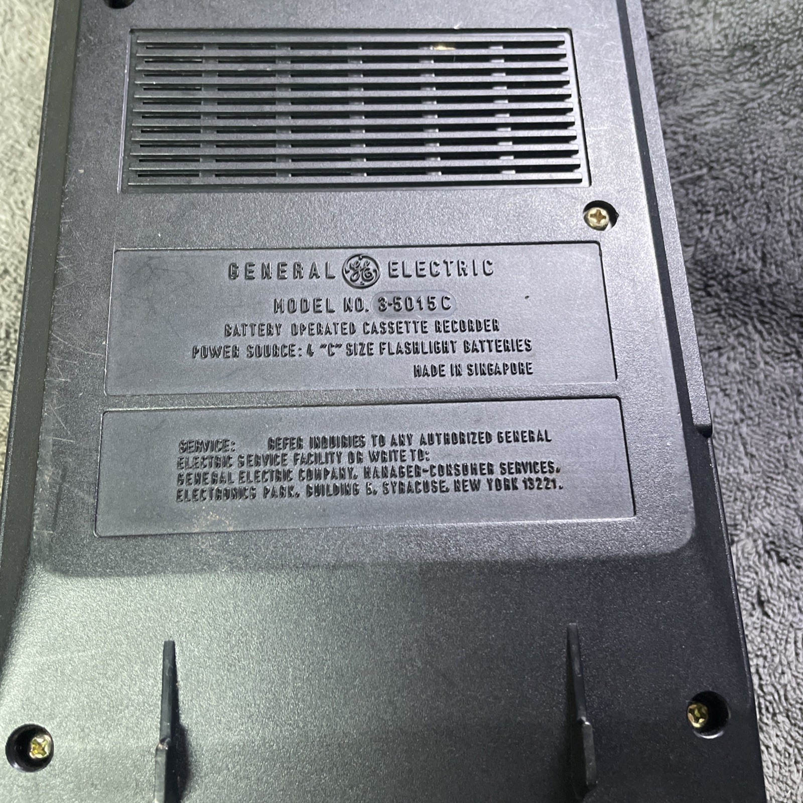 General Electric GE Slim AC/DC Portable Cassette Tape Recorder 3-5015C
