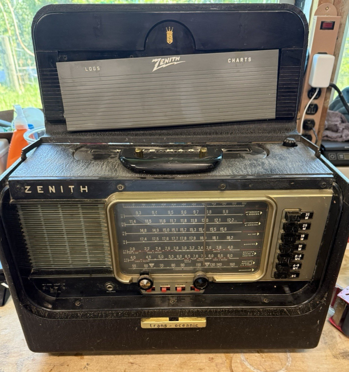 Zenith Transoceanic Short Wave Radio H500 Works Wave Magnet Multi Band Leather
