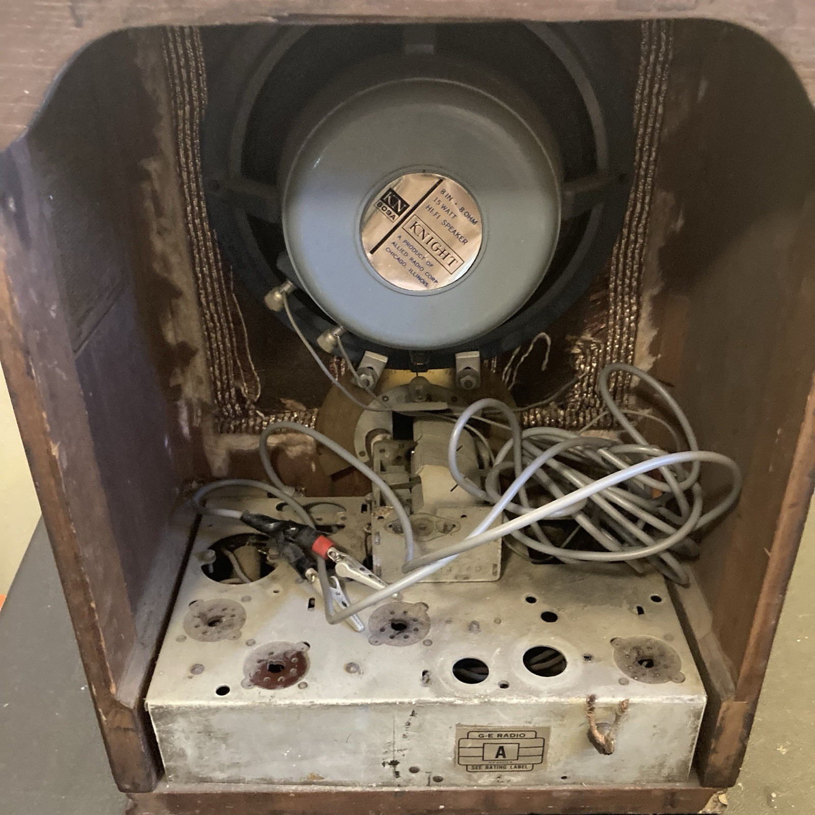Vintage Old Rare Tombstone A-53 General Electric Tube Radio Wood Case Parts USA