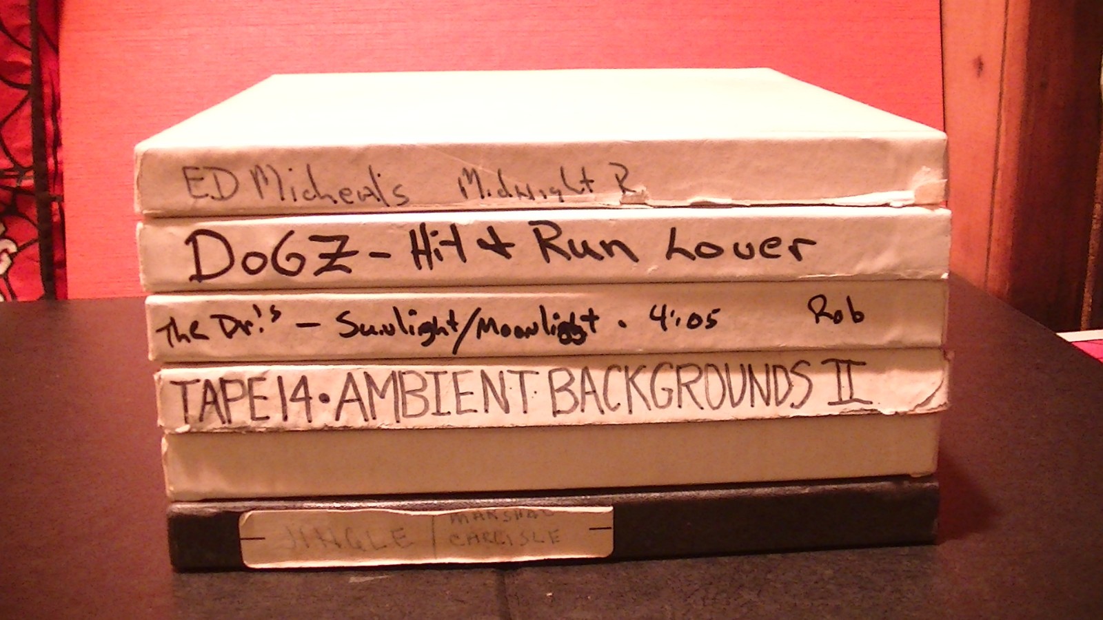 (6) Pre-Recorded Ampex 456 1/4″ Pancake Analog Recording Tape 7″ Reel & Box