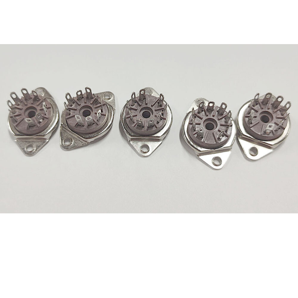 (5PCS)- 9 Pin For Belton Socket, Bottom Mount Micalex .75″ Chassis Hole US