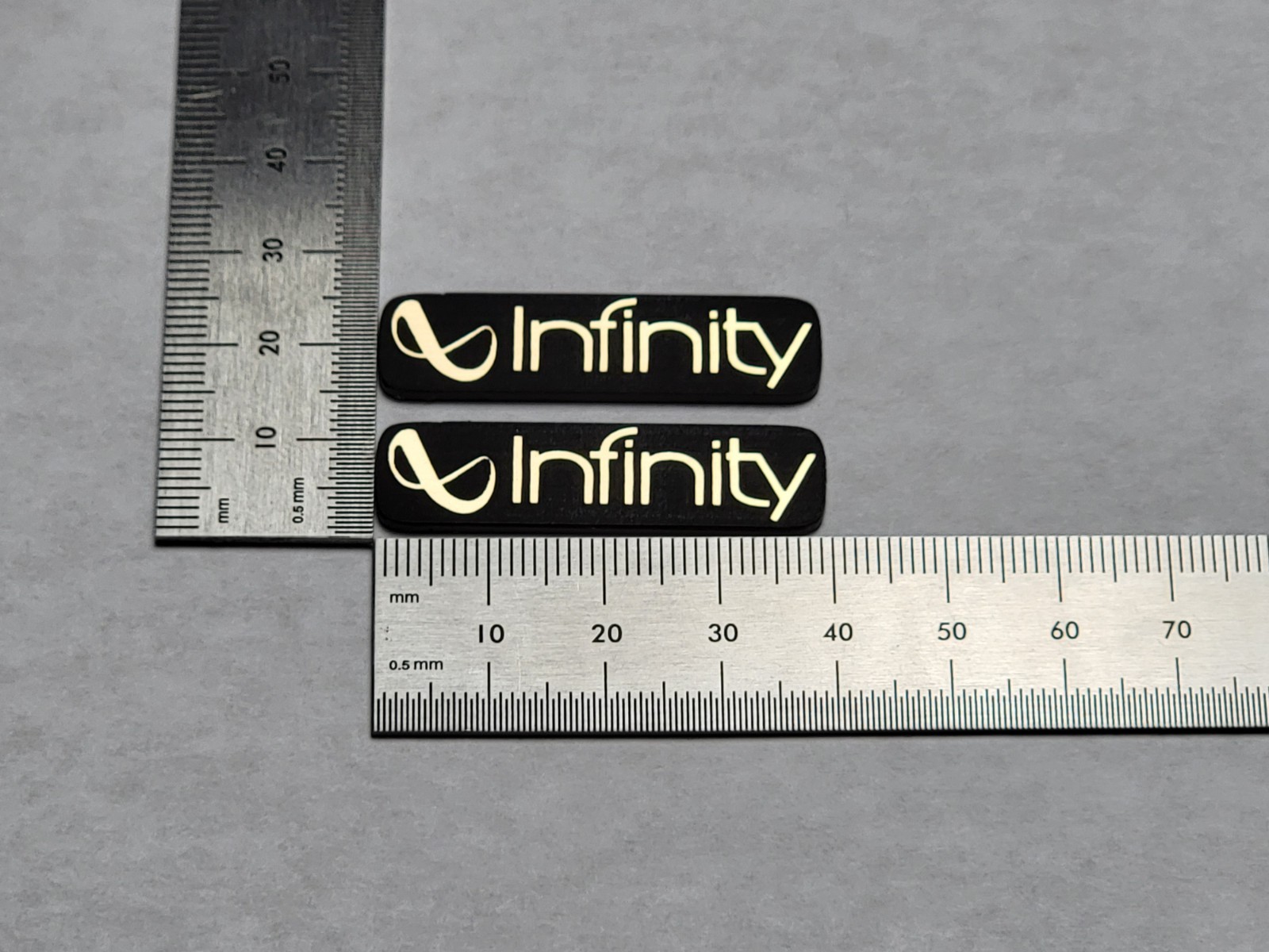 Infinity Reference Speaker Badge Emblem Logo Custom Made Pair – Brushed Gold