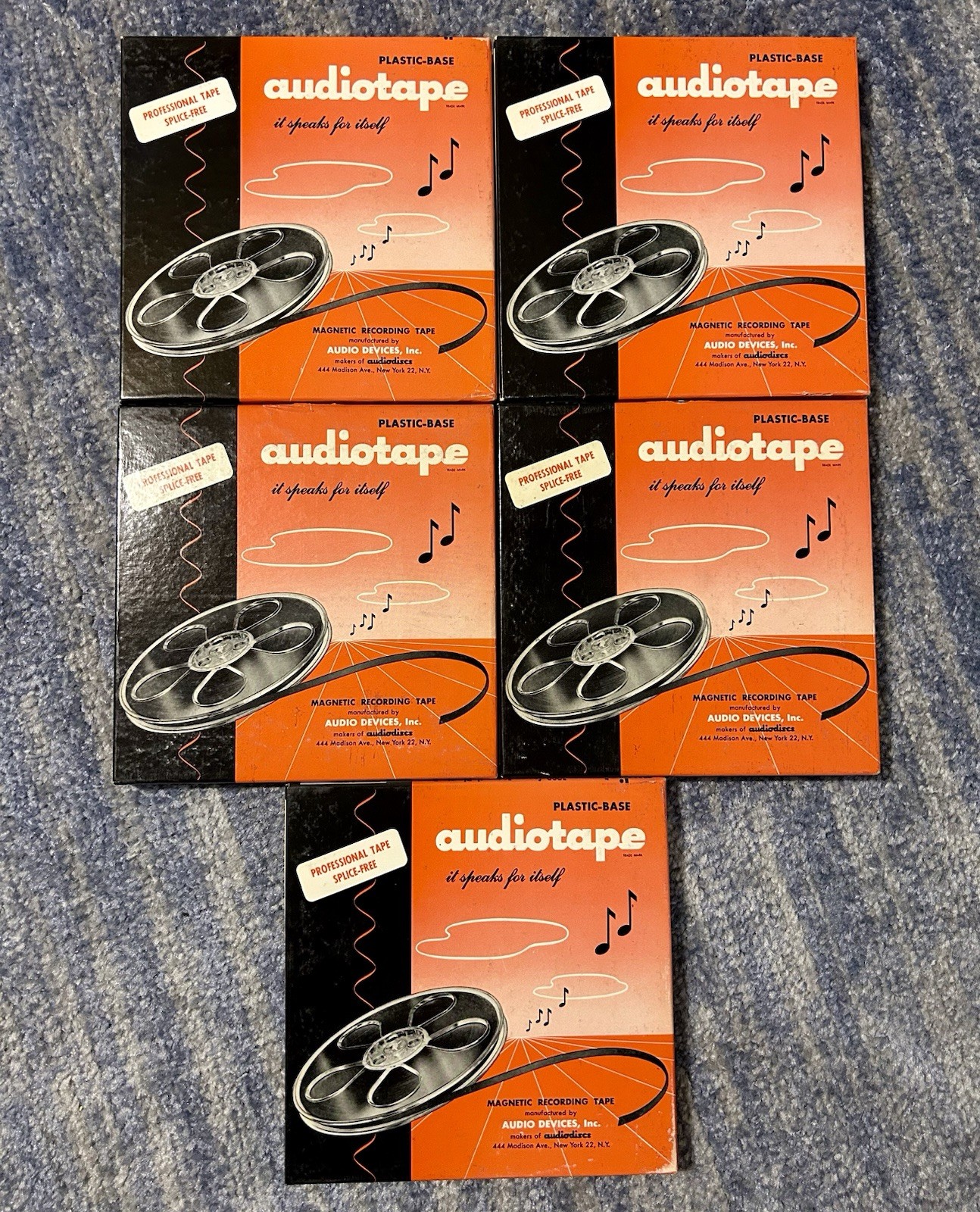 5 Vintage 1960’s Audiotape 1251 Reel to Reel Professional Tape, Used Opera