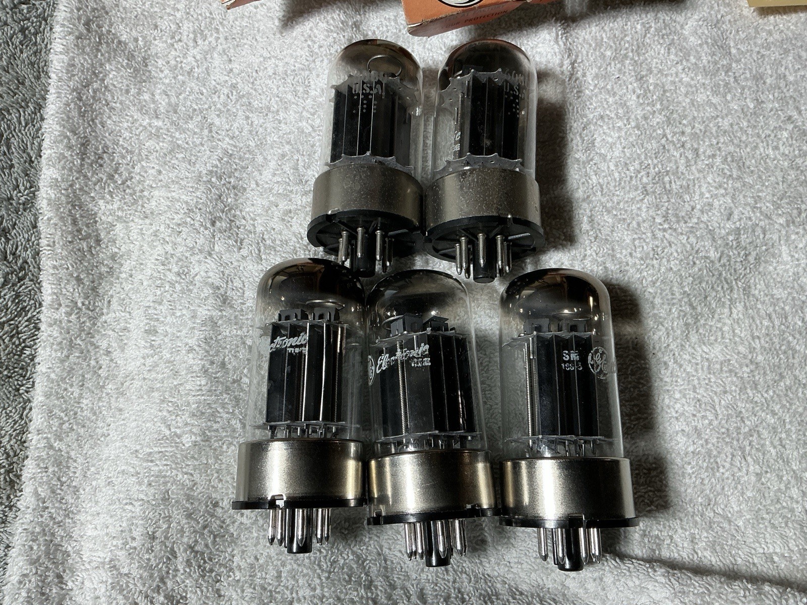 5 GE 6080 Vacuum Tubes 3 NOS Matching Codes Black Plate Power Amplifier Plus 2