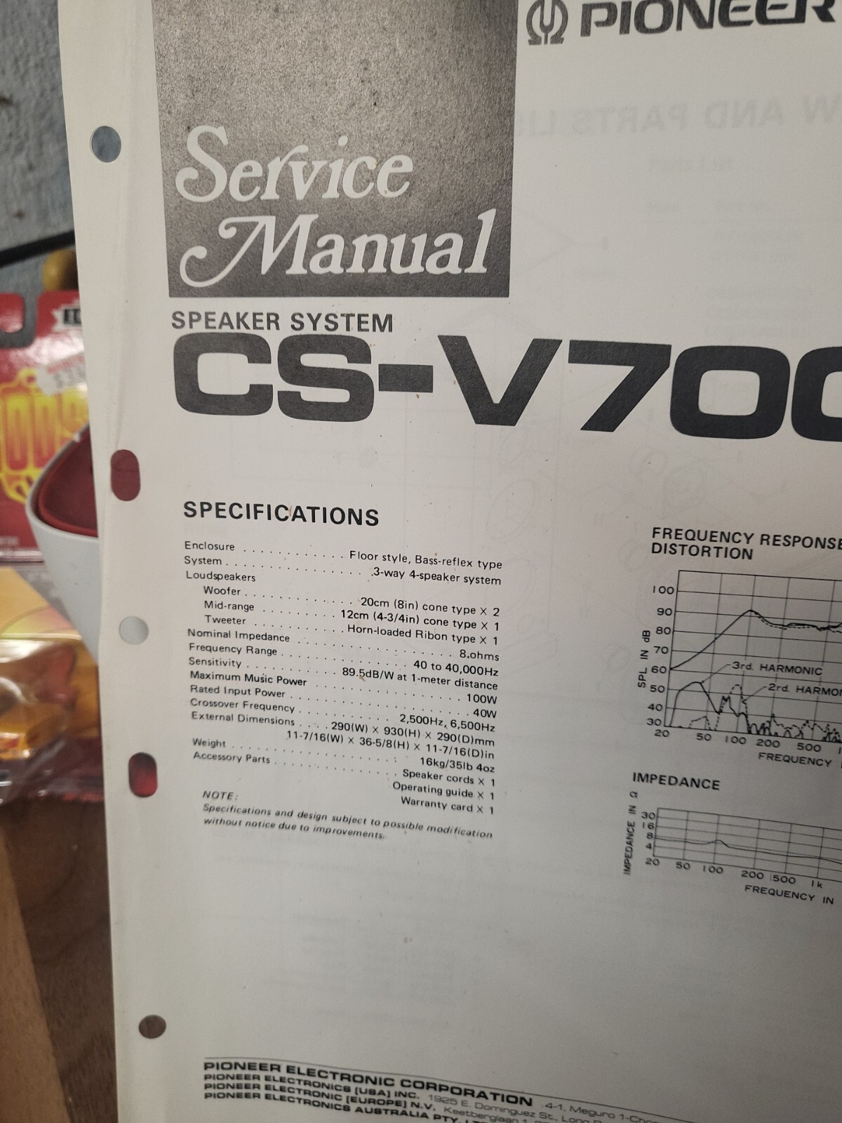 Pioneer CS-v700 SPEAKER Service Manual *Original*