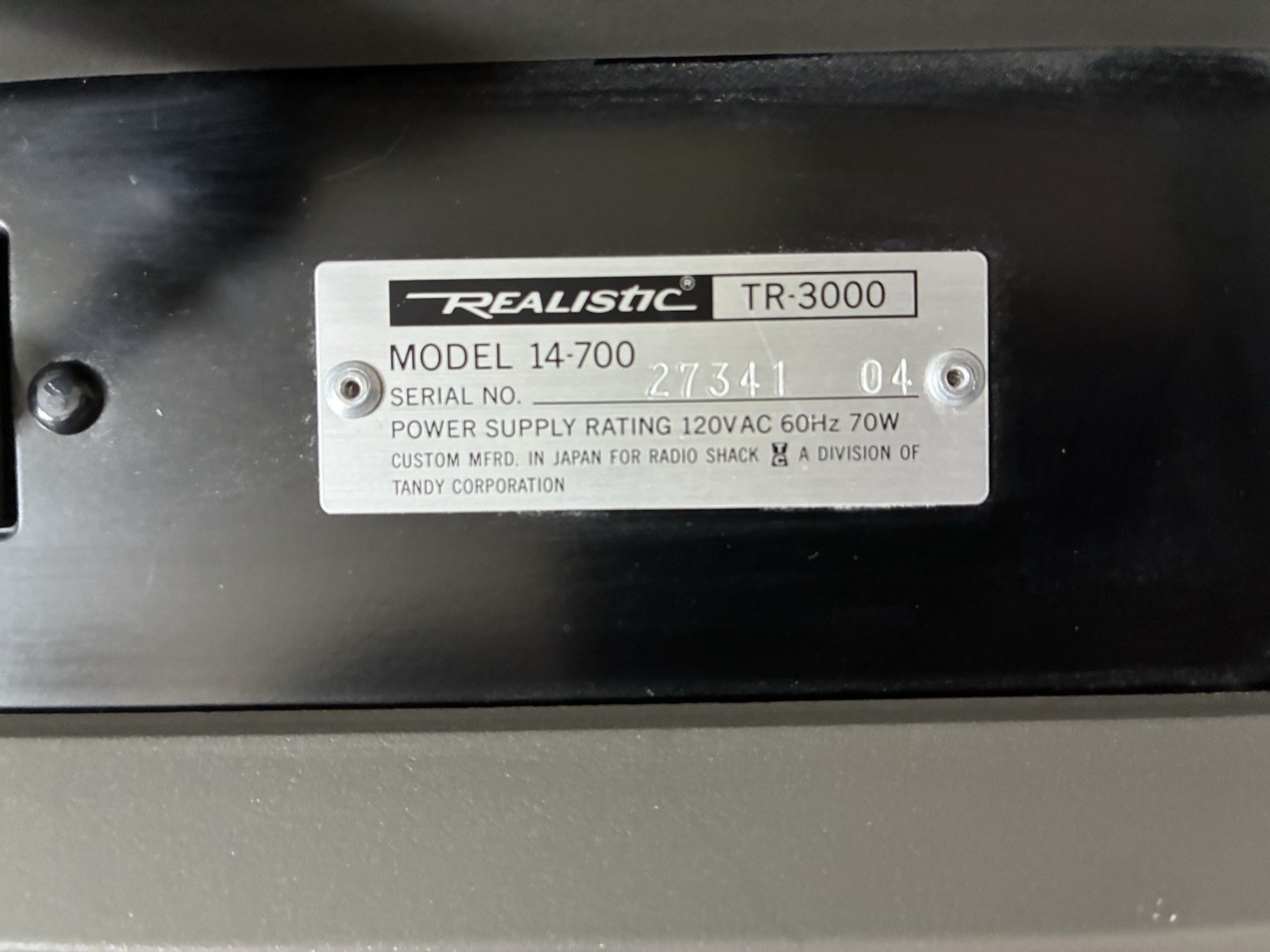 Realistic TR-3000 reel to Reel Tape Player/Recorder 120V 60Hz 70W Power Tested