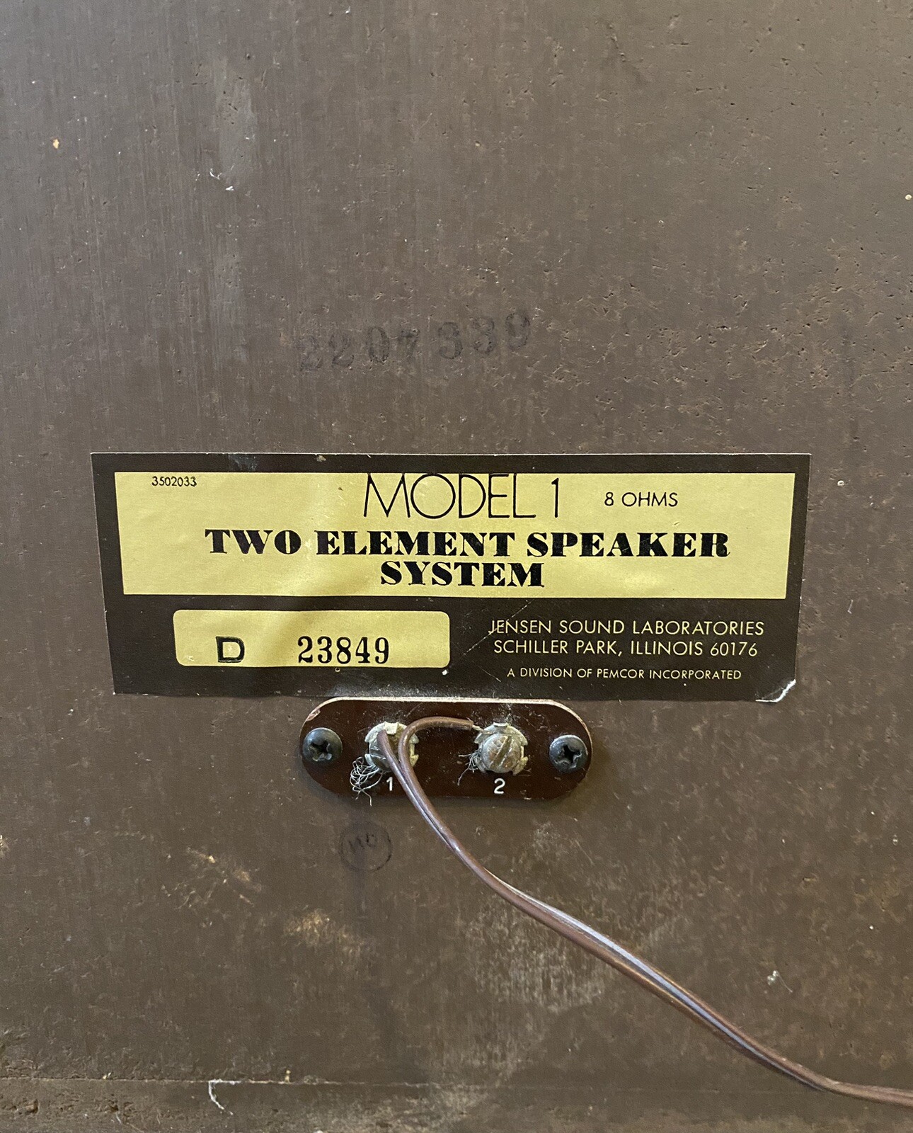 Vintage Jensen Model 1 Two Element Speaker System 8 Ohms Tested & Working