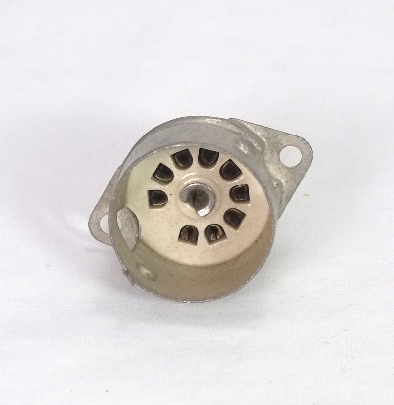 1 NOS Vintage Elco 9-pin Shield Base Ceramic Tube Socket TS103C01