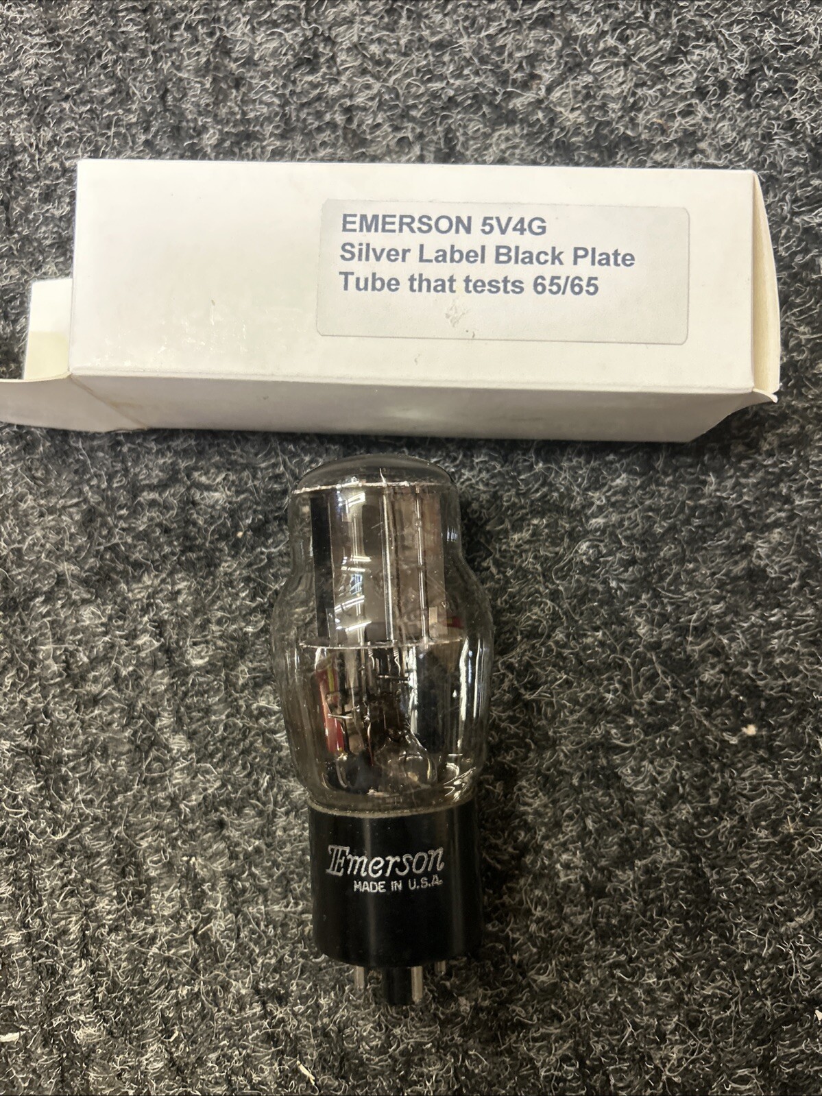 Emerson 5V4G Silver Label Black Plate Vacuum Tube