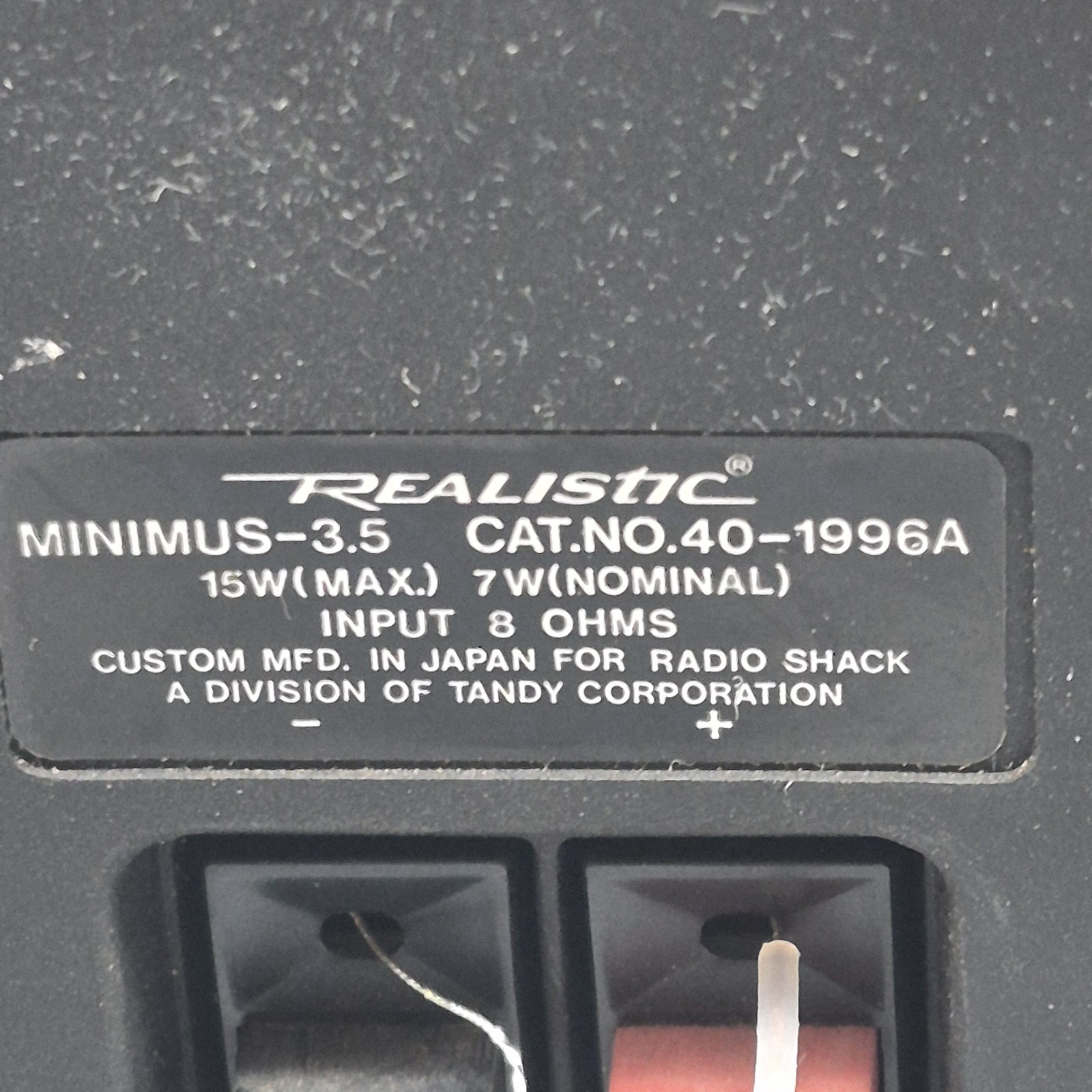 Vtg Realistic Minimus 3.5 Speakers 15W Input 8 Ohms 40-1996A Untested 3.5″ X 5″