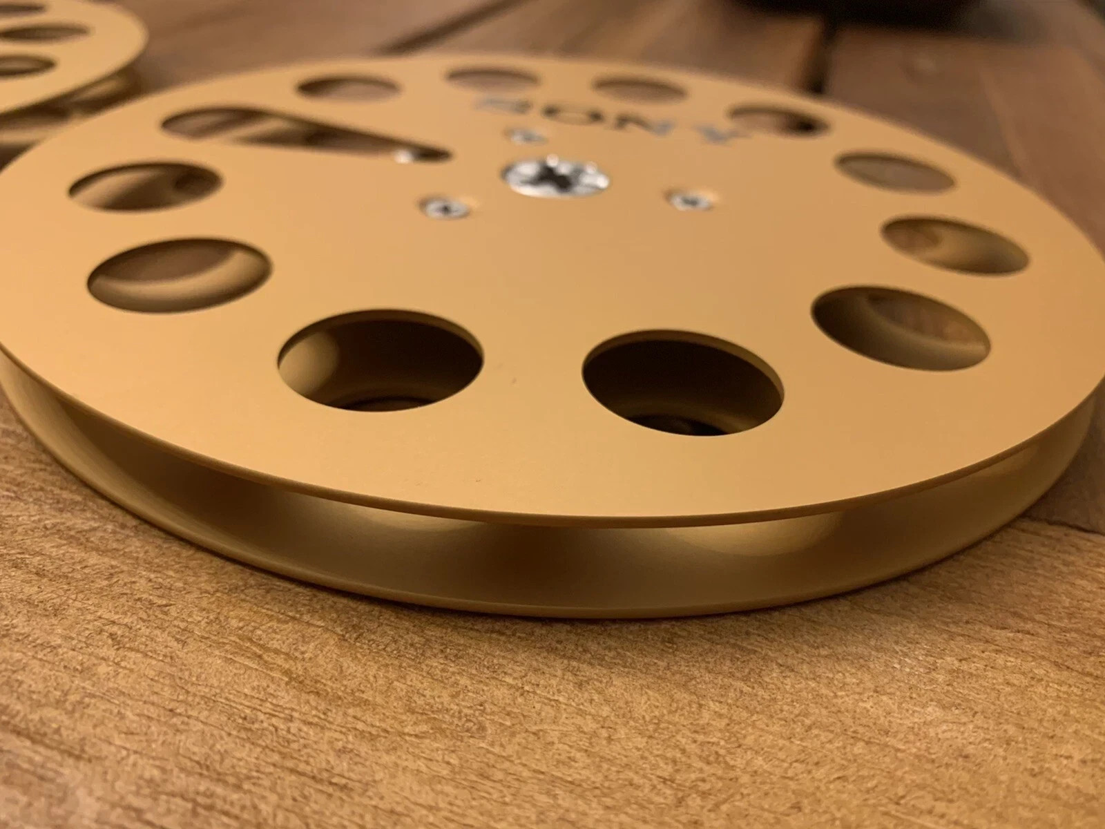 One pair gold TAPE REEL Sony 7″ inch Light Metal Aluminum Take Up Reel