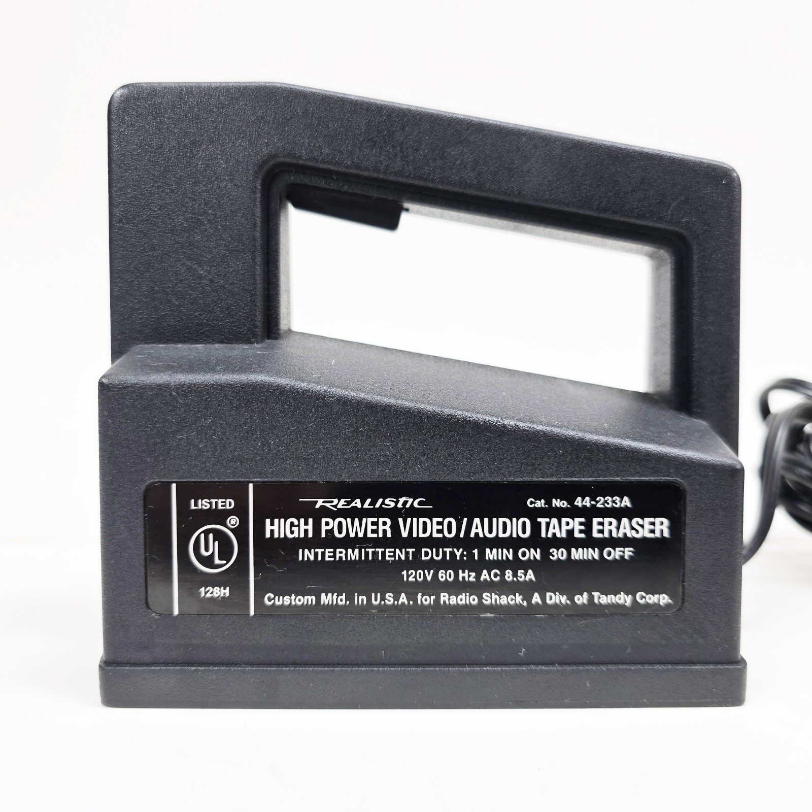 Realistic High-Power Video/Audio Tape Eraser Cat. No. 44-233A 120V 60 Hz AC