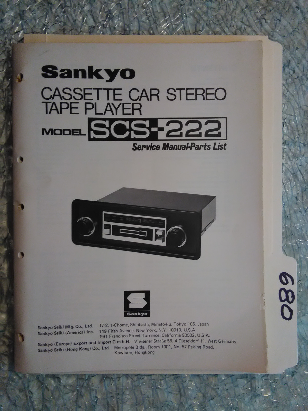 Sankyo scs-222 service manual original repair book stereo car radio tape deck