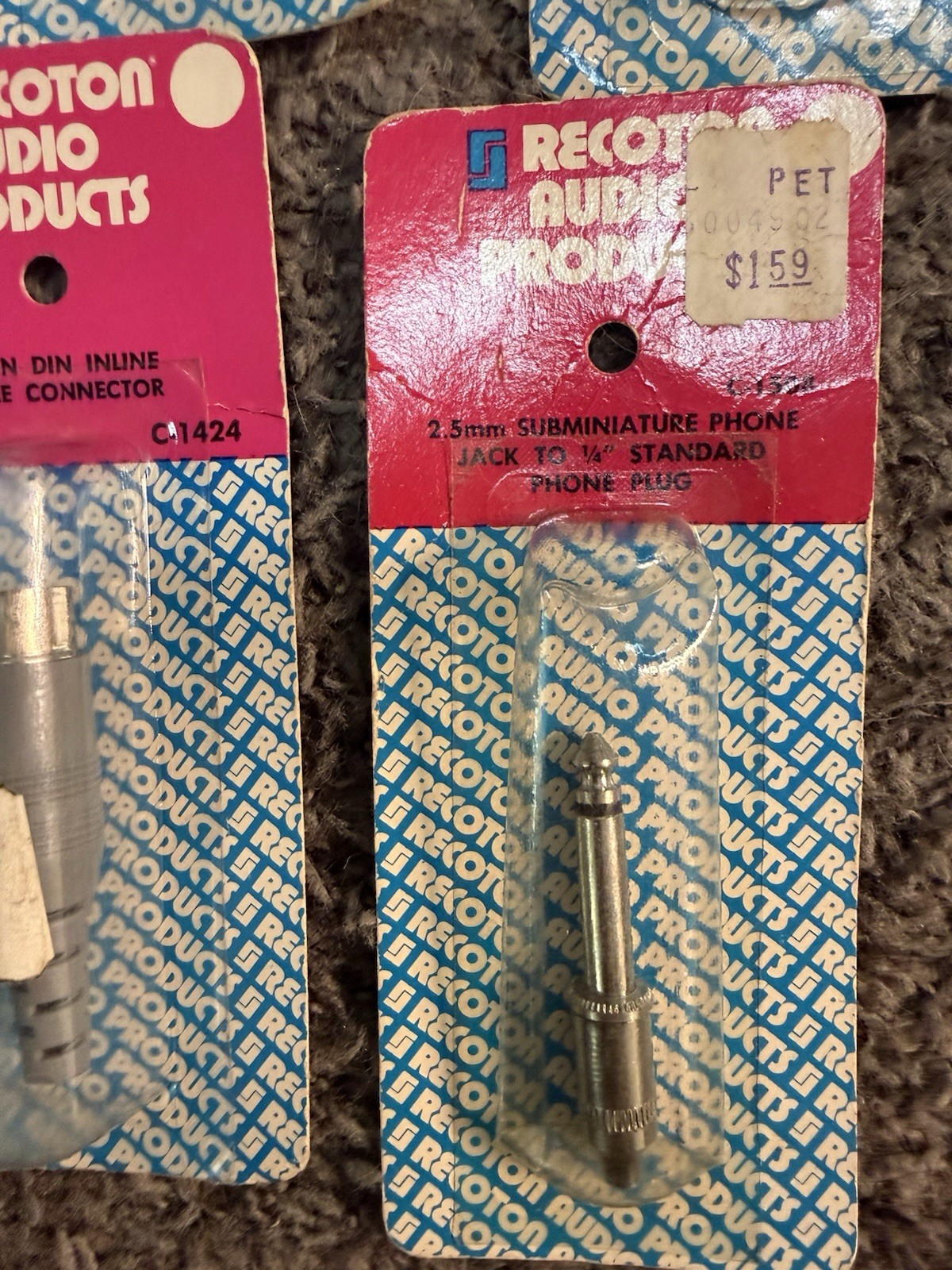 Vintage Recoton Audio Adapters Lot 5 NOS 5-Pin DIN & Phone Plugs C-1424 C-1508