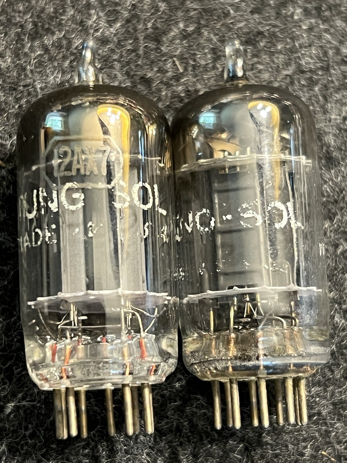 Matched Pair Tung-Sol 12AX7/ECC83 Long Plate Square Getter USA Strong