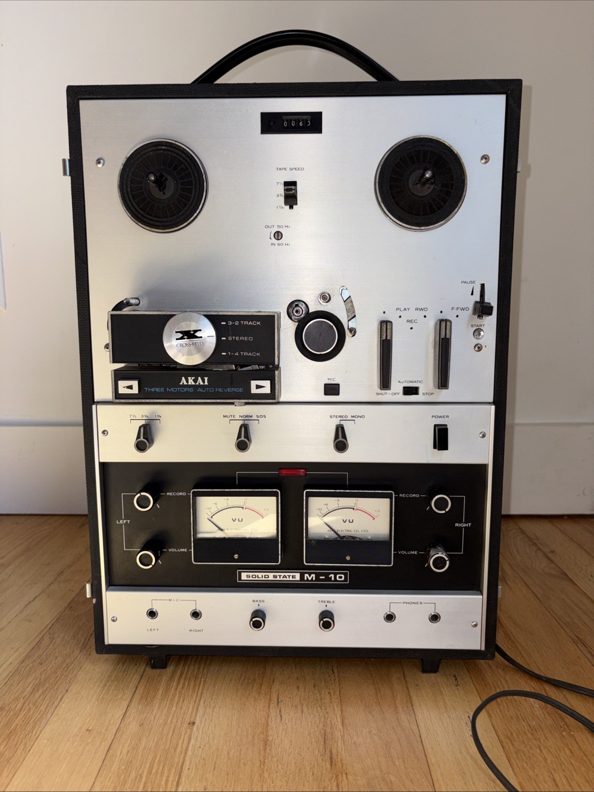 Akai M-10 Reel To Reel Tape Recorder Cross Field Auto Reverse 3 Partially Tested