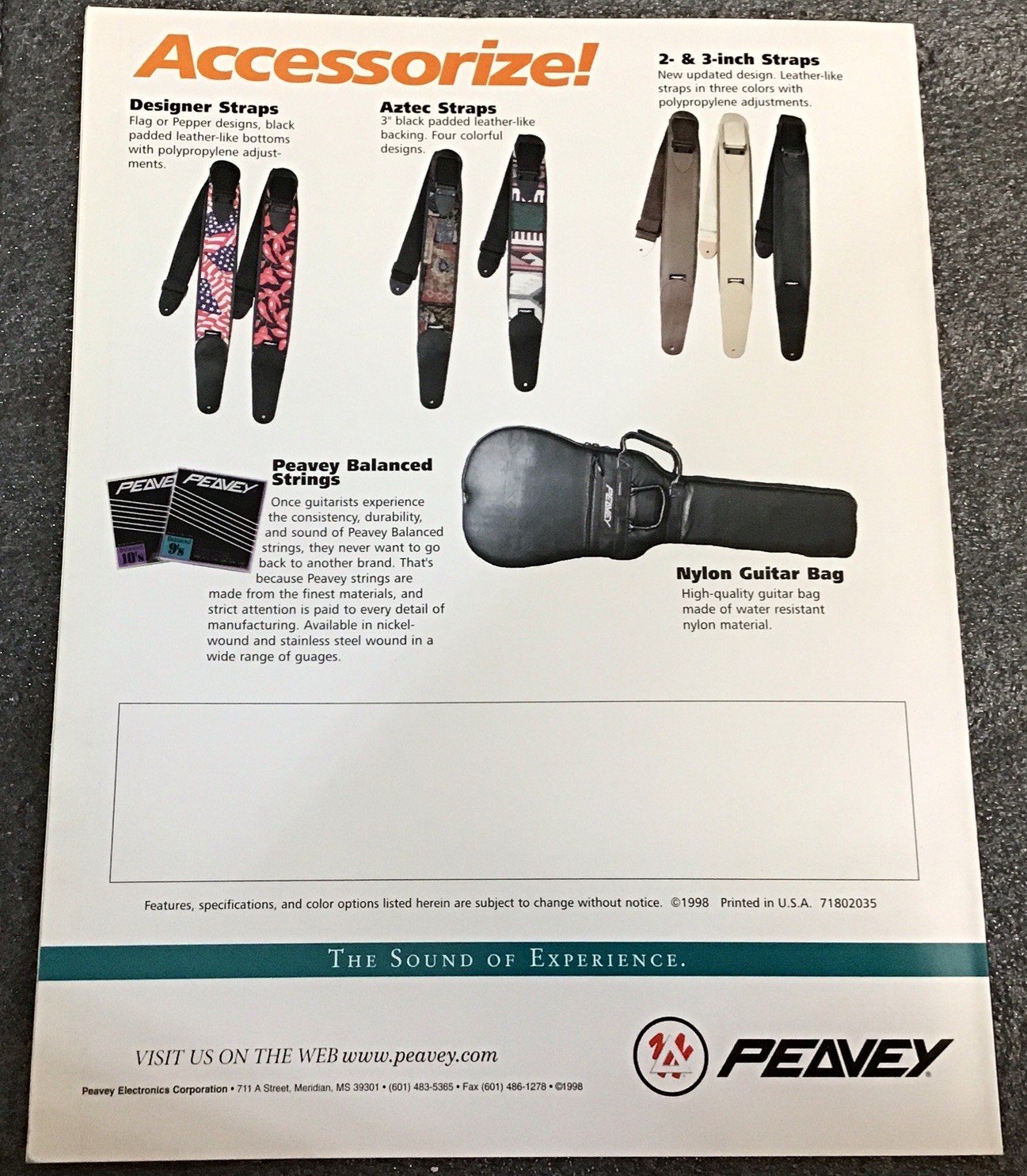 PEAVEY Firenze Series Guitars, 1998 Vintage
