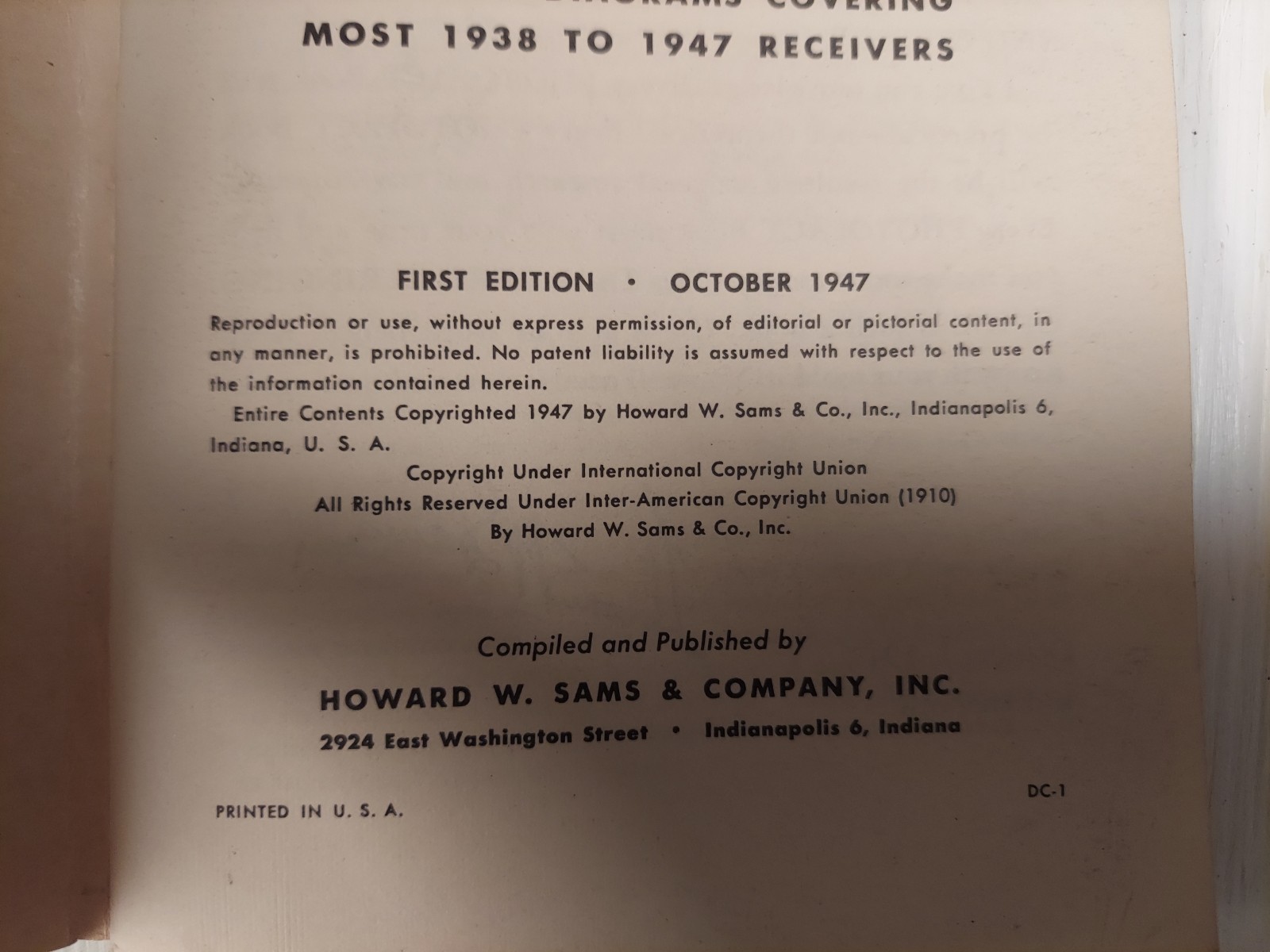 1947 Dial Cord Stringing Guide by Howard W Sams DC-1 Radio Repair 1st Ed 1stP