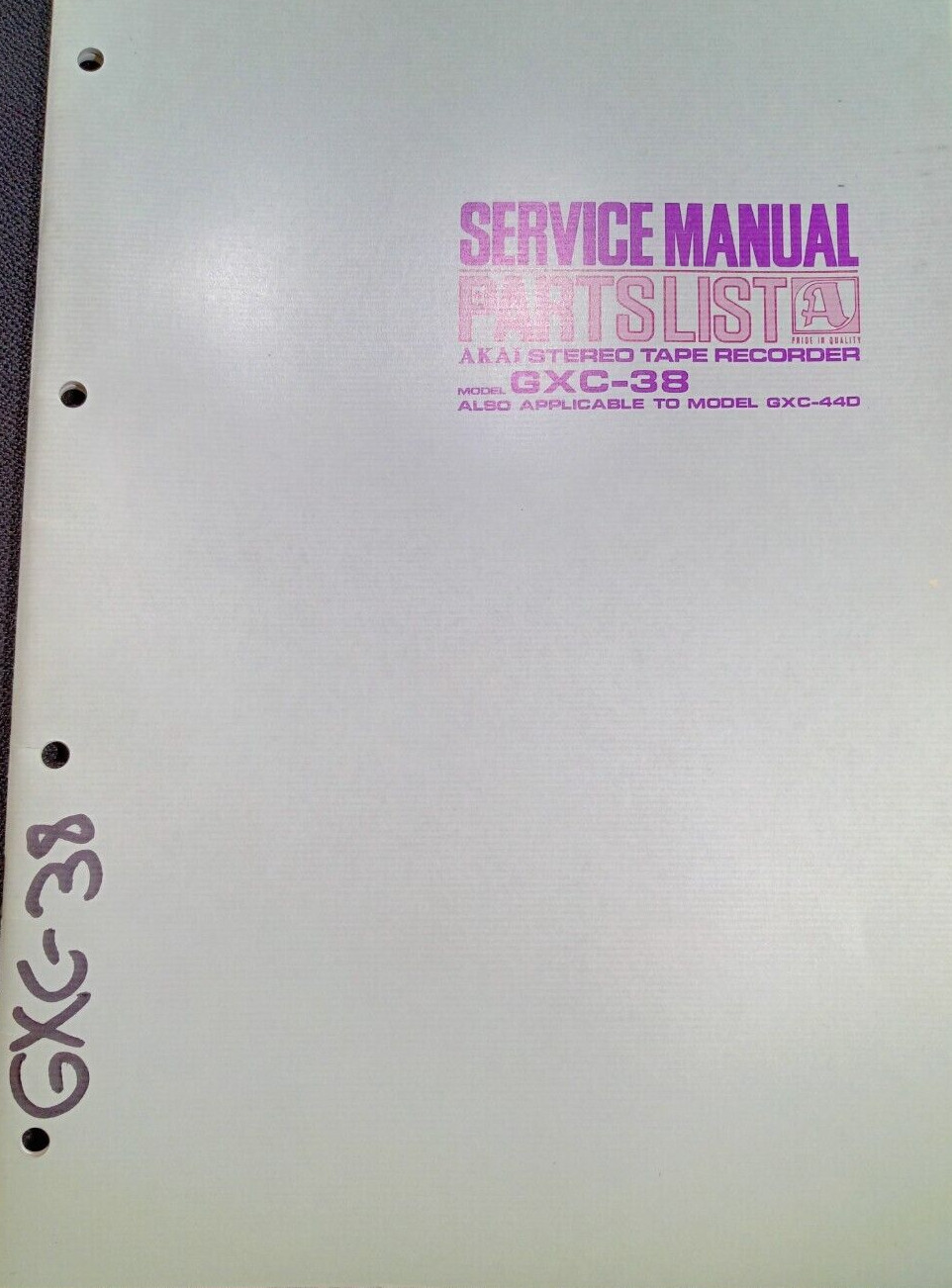 AKAI GXC-38 GXC-44D Cassette Deck Service Manual TEAC Pioneer Roberts Sony