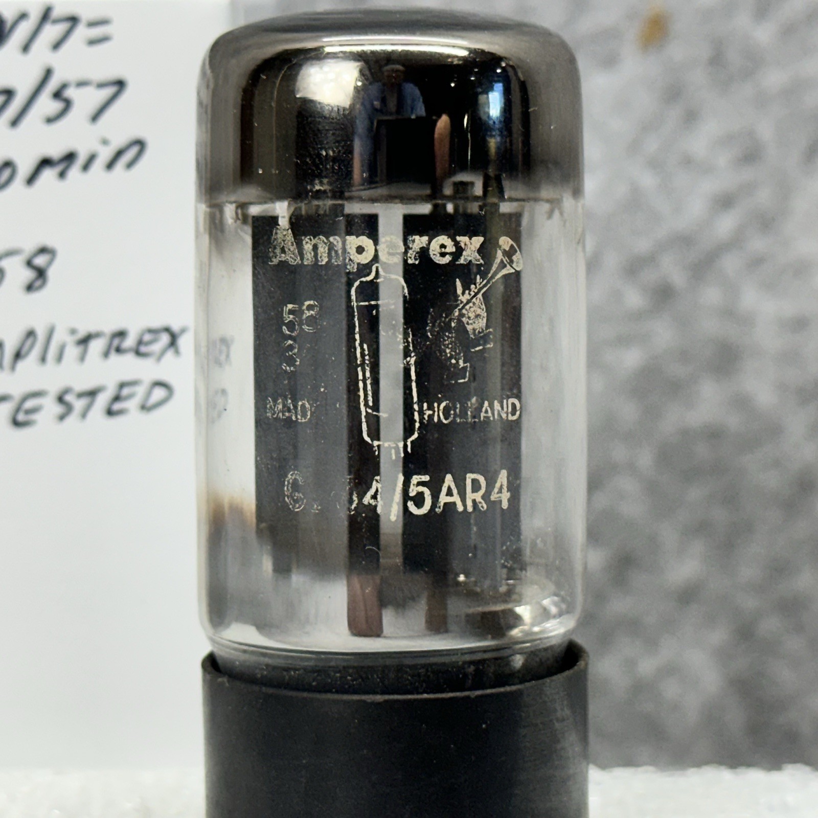 1958 AMPEREX BUGLE BOY 5AR4 GZ34 f31 x8D TUBE TV/7 AMPLITREX TESTED