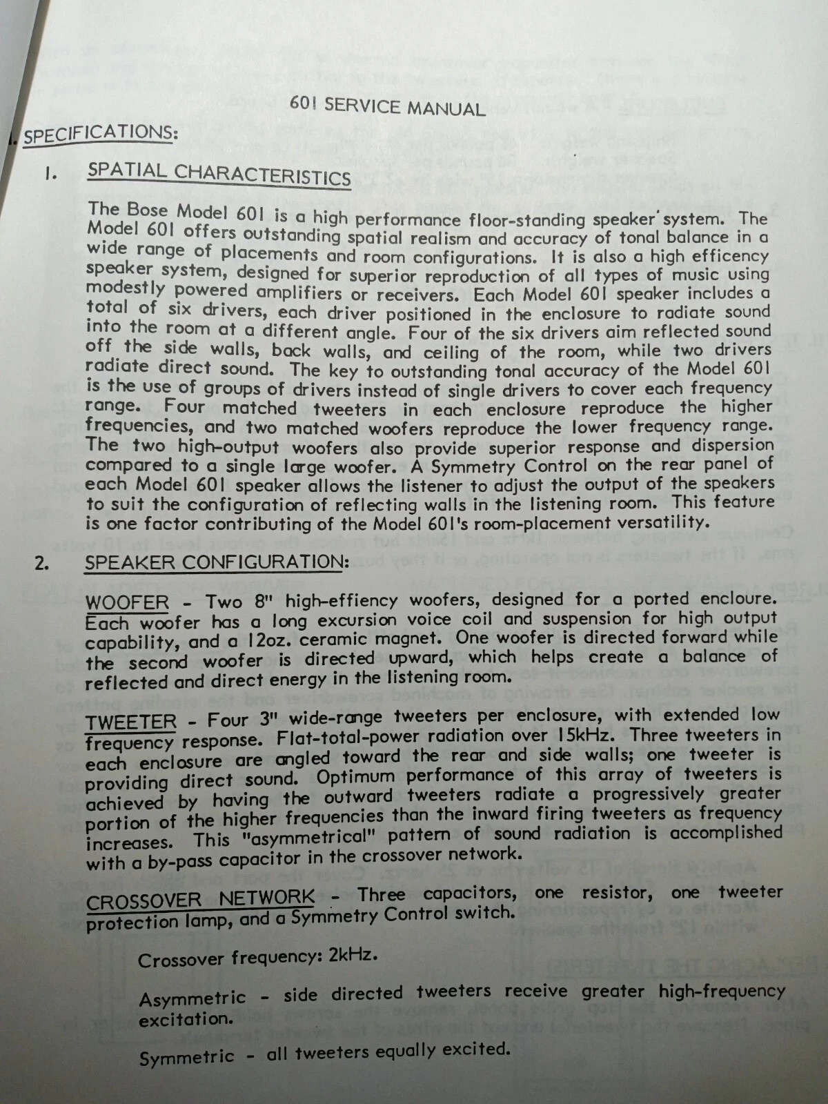 BOSE 601 Series II Speakers Service Manual Original