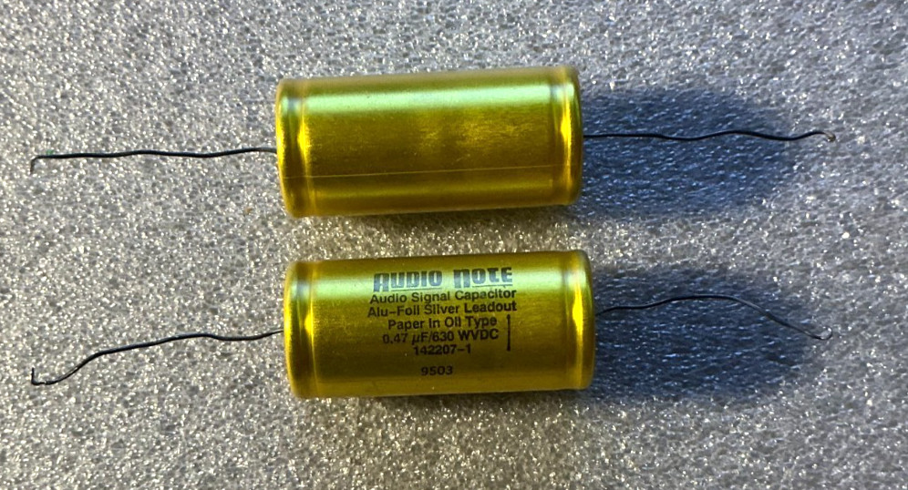 Audio Note 0.47uF Alu-Foil Silver Leadout Coupling Capacitor 630 WVDC.