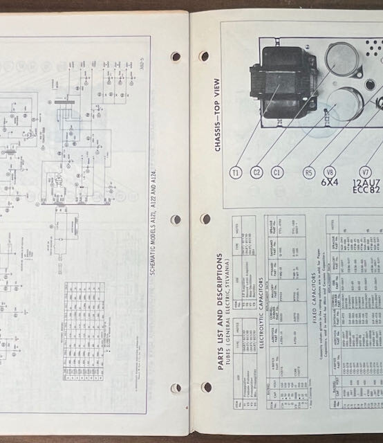Ampex A-121-124 & A621/692 Sams Photofact Folder