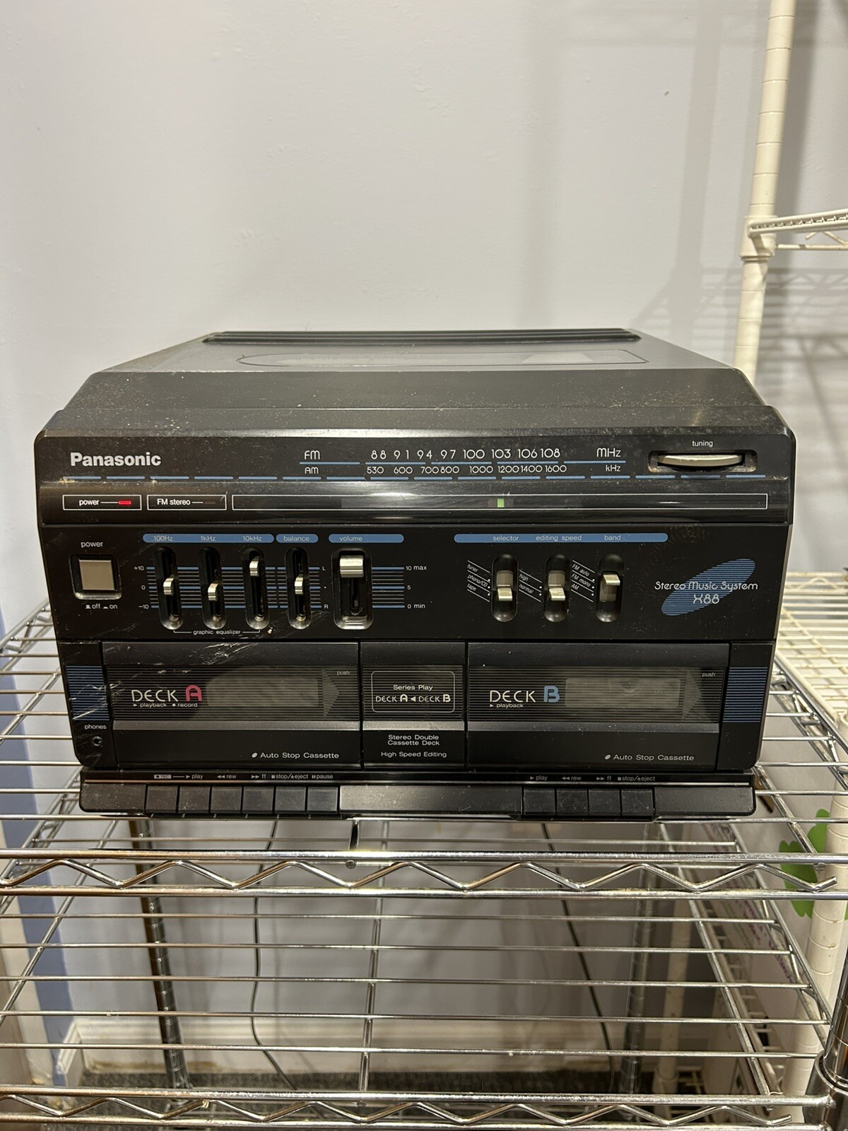 Vtg 80s Panasonic SG-X88 Stereo Music Sound System Duel cassette Record Player