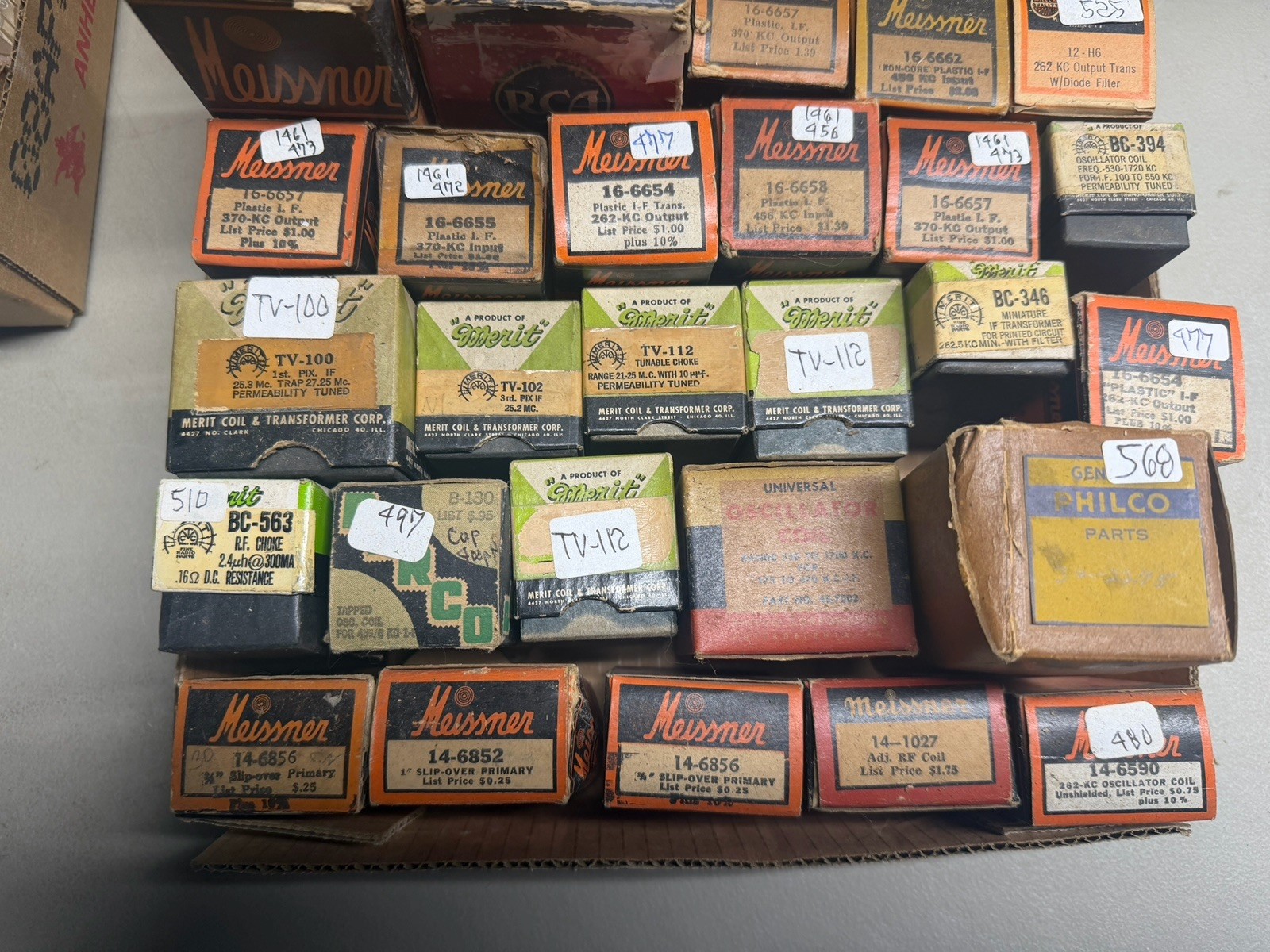 Asst. Of 88 Vintage Radio Parts – Coils, Chokes And More! All NOS!