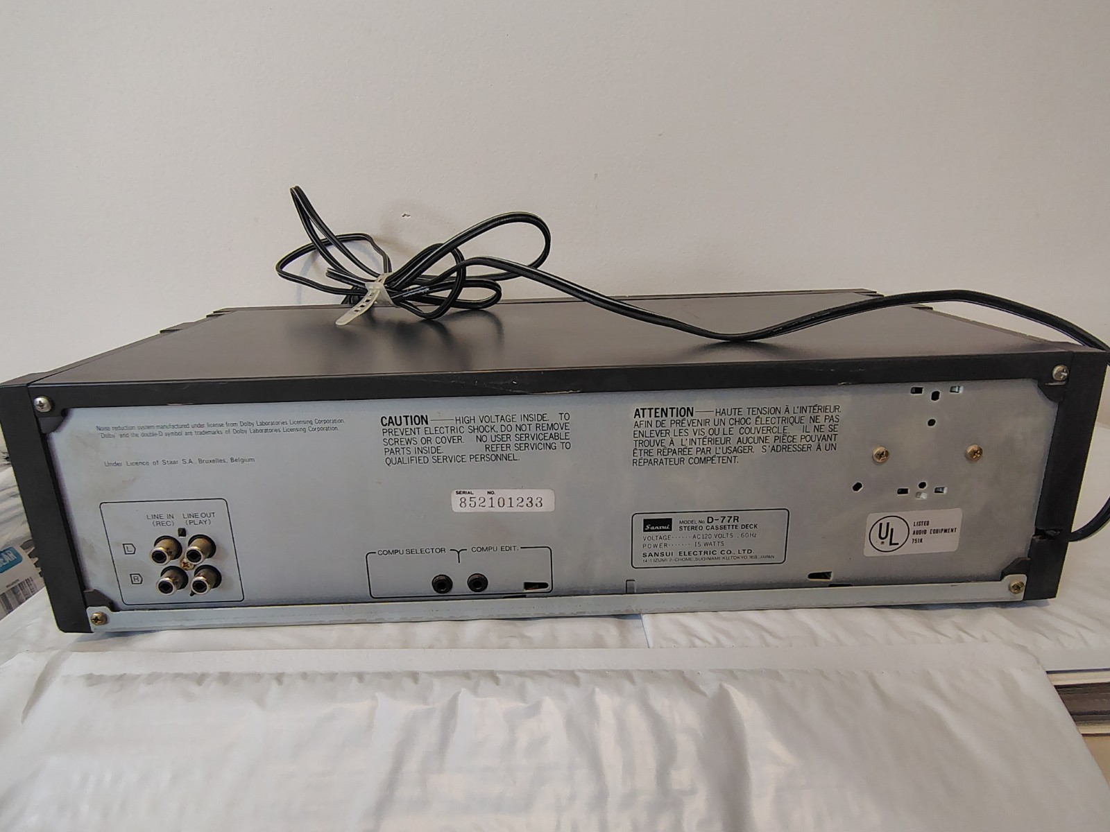 Vintage Sansui D-77R Auto Reverse Cassette Deck w/ Dolby B Noise Reduction