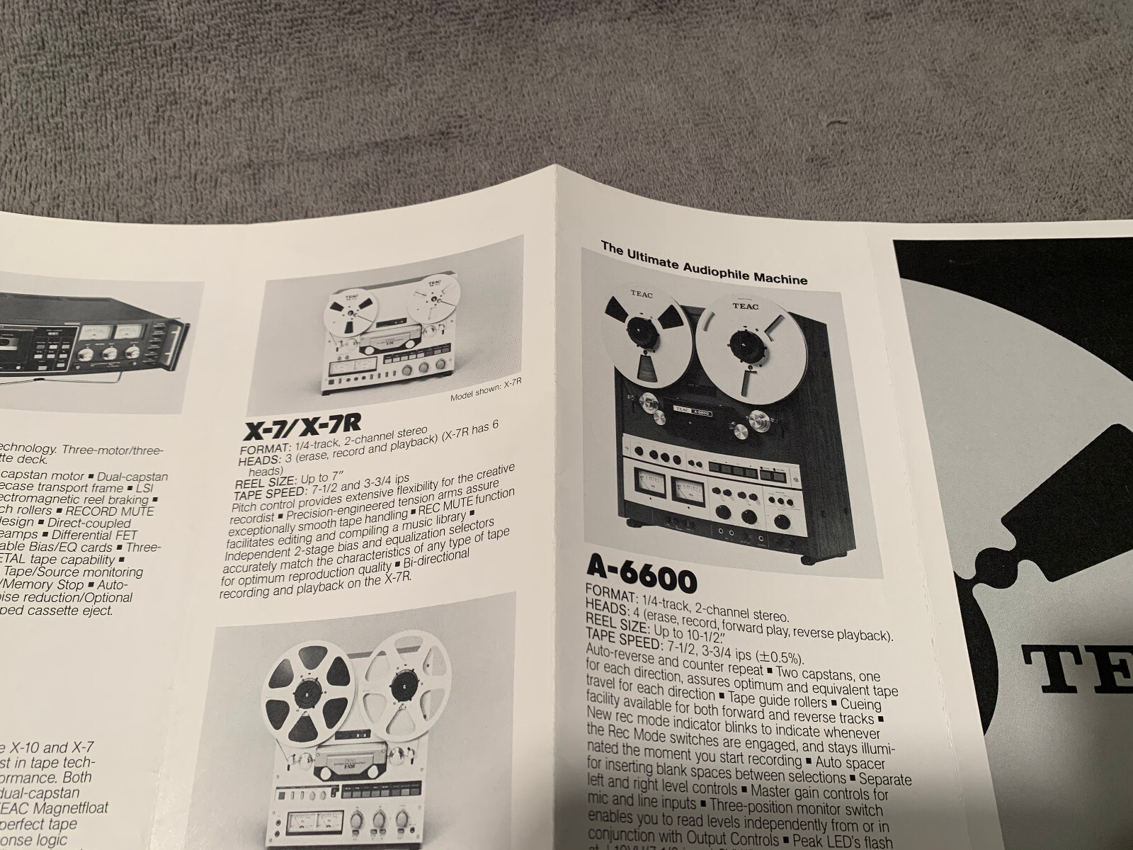TEAC A-3440 3300SX Etc. Vintage Reel to Reel player Brochure